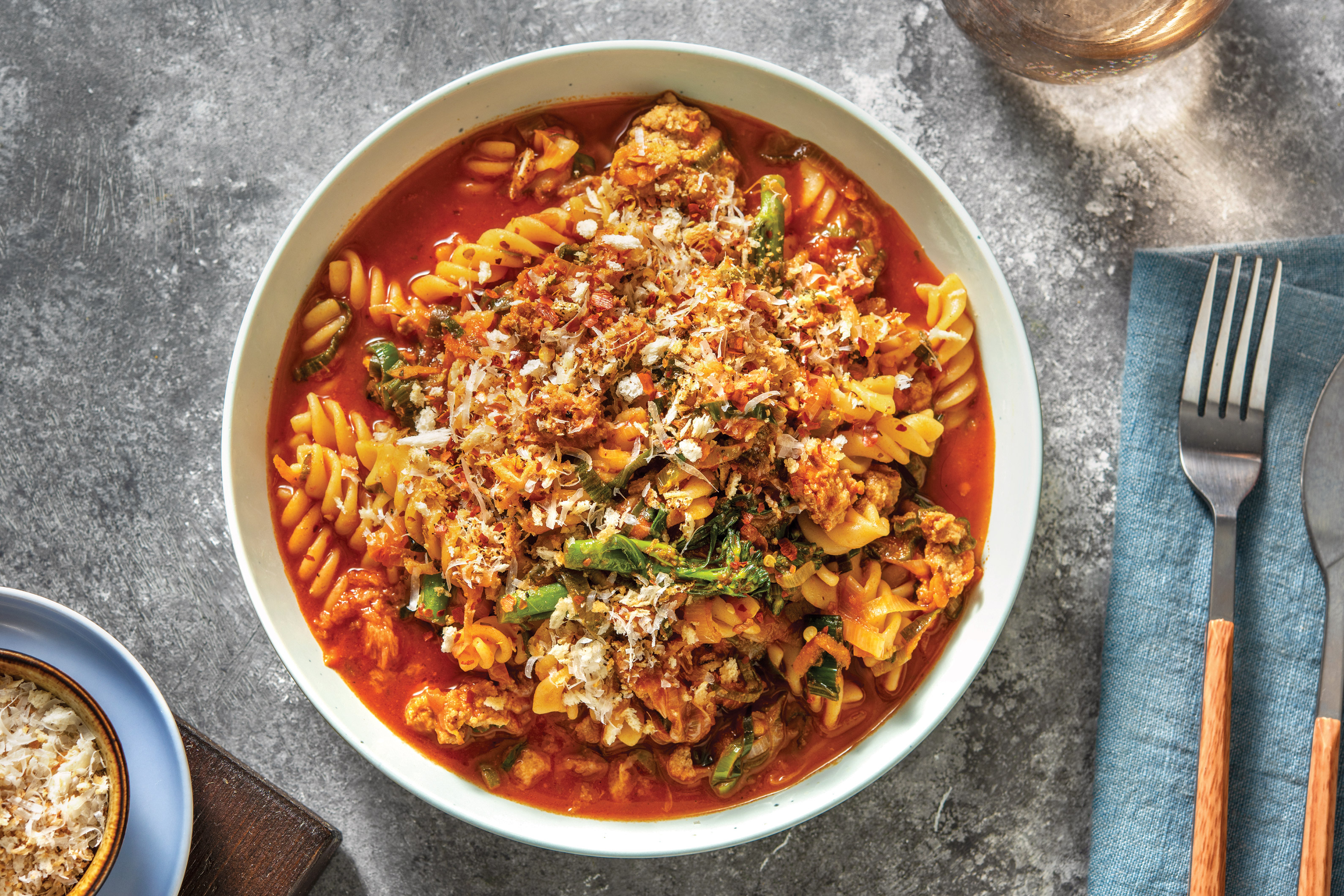 Quick Pork & Saucy Leek Fusilli
