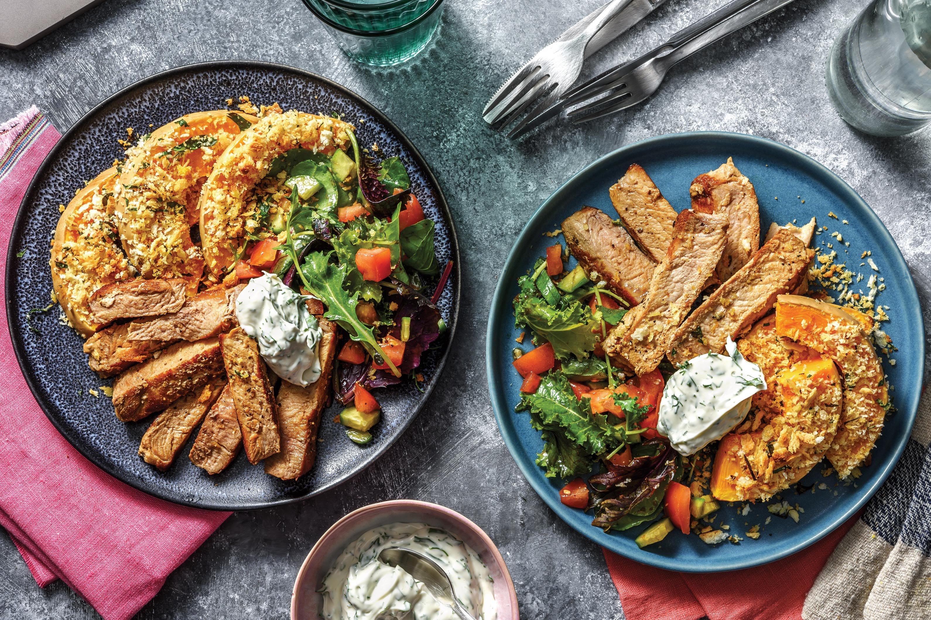 Pork Loin & Crumbed Pumpkin Wedges