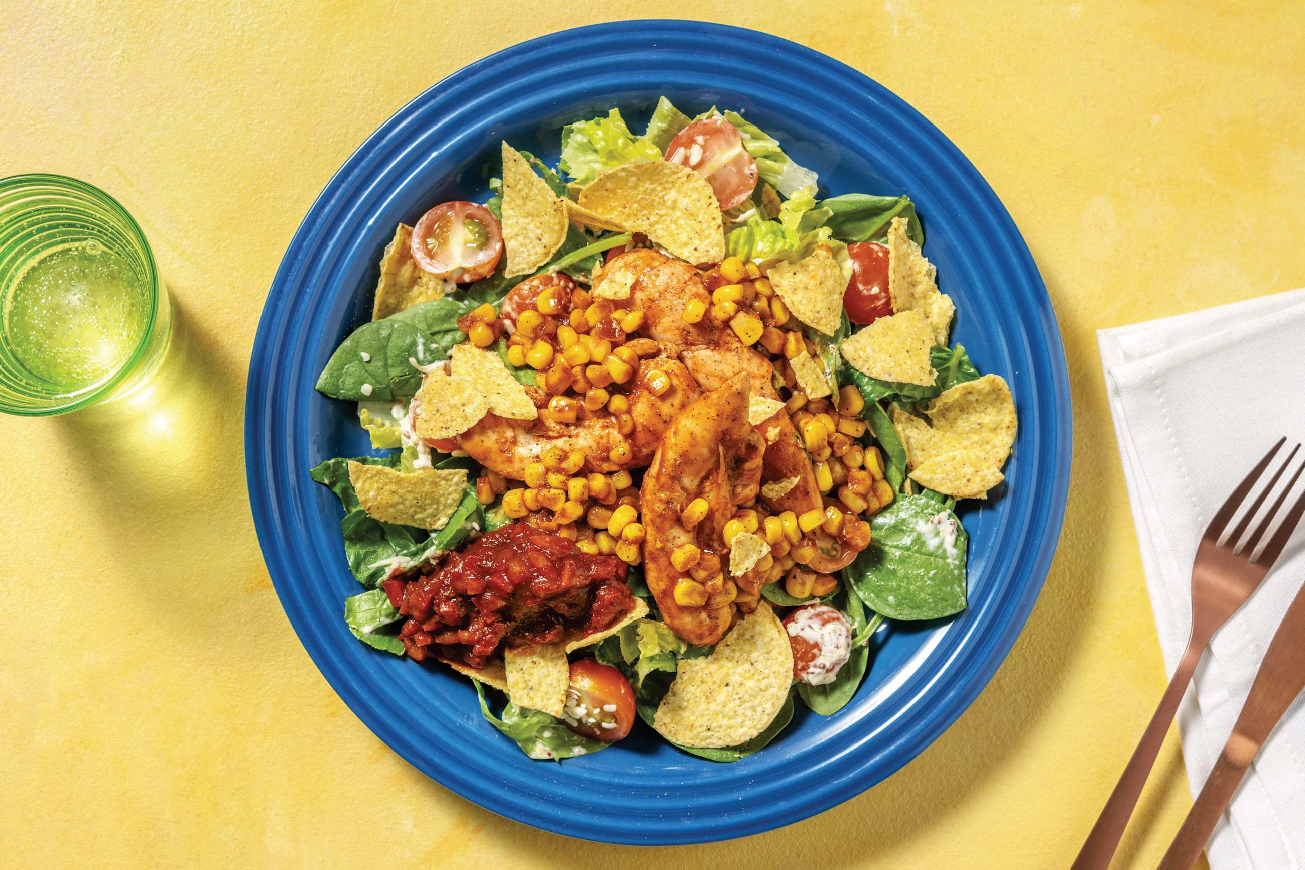 All-American BBQ Chicken Salad with Corn Chips & Mayo
