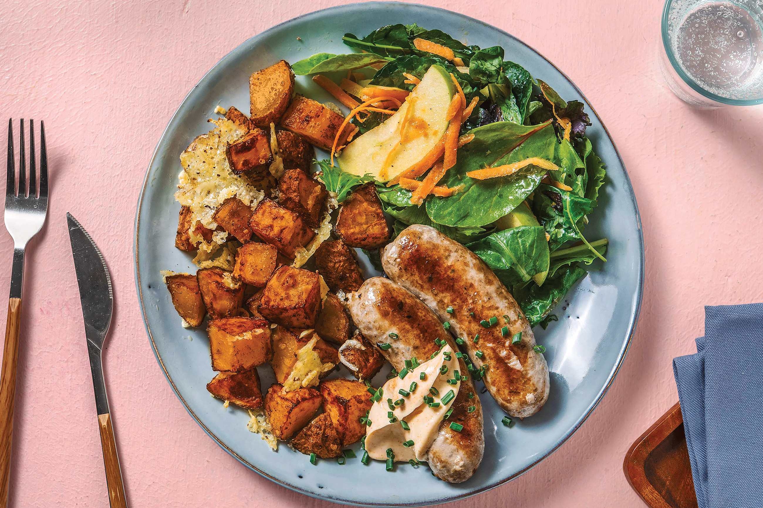 Pork Sausages & Cheesy Potatoes