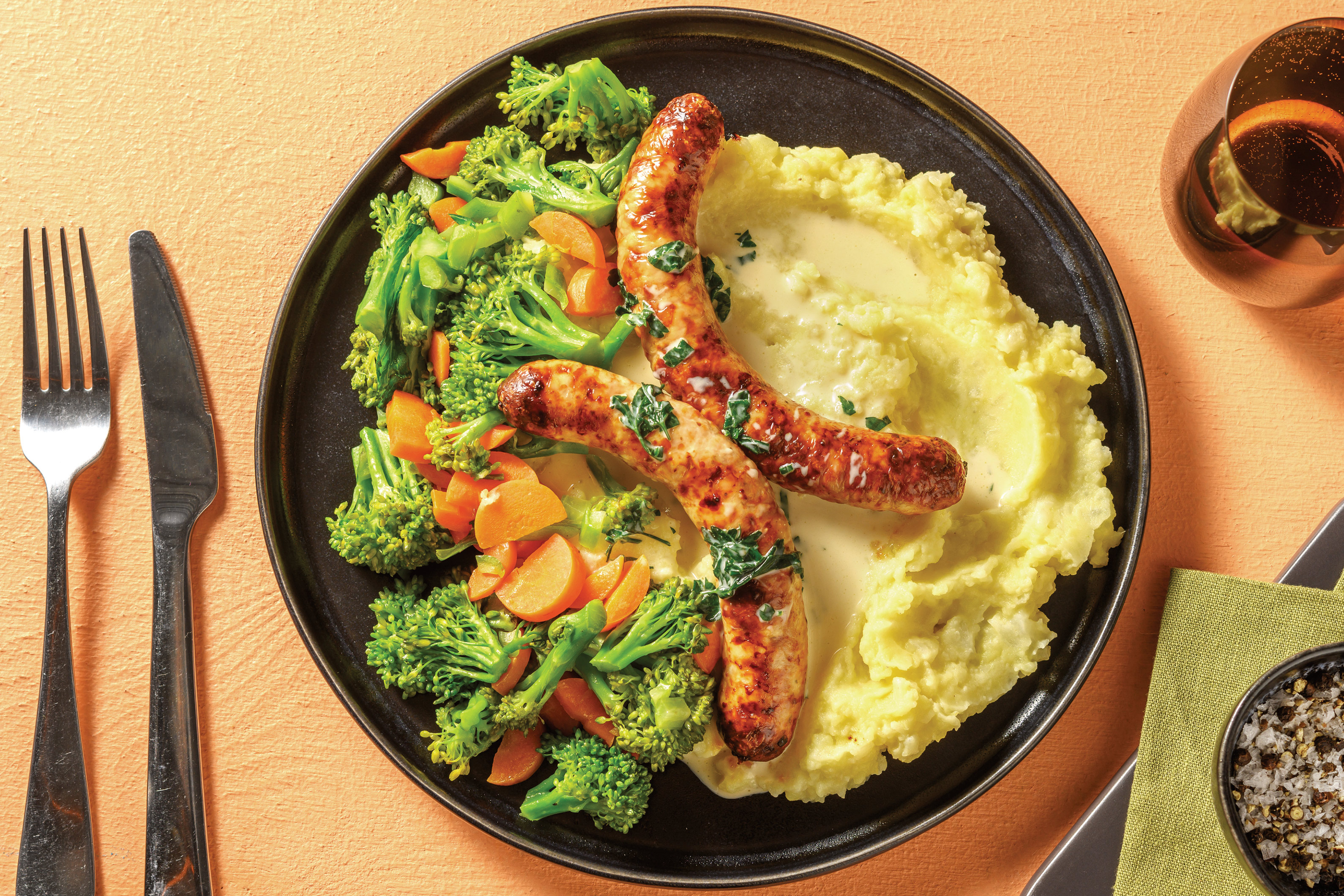 Pork Sausages & Creamy Parsley Sauce