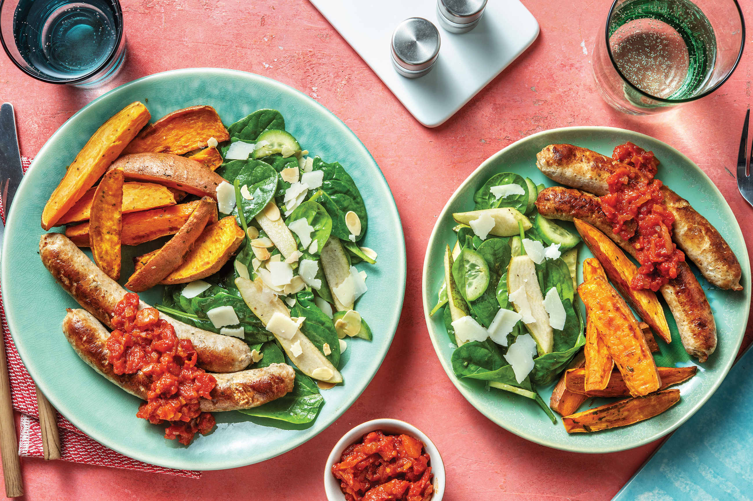 Pork Sausages & Sweet Potato Wedges