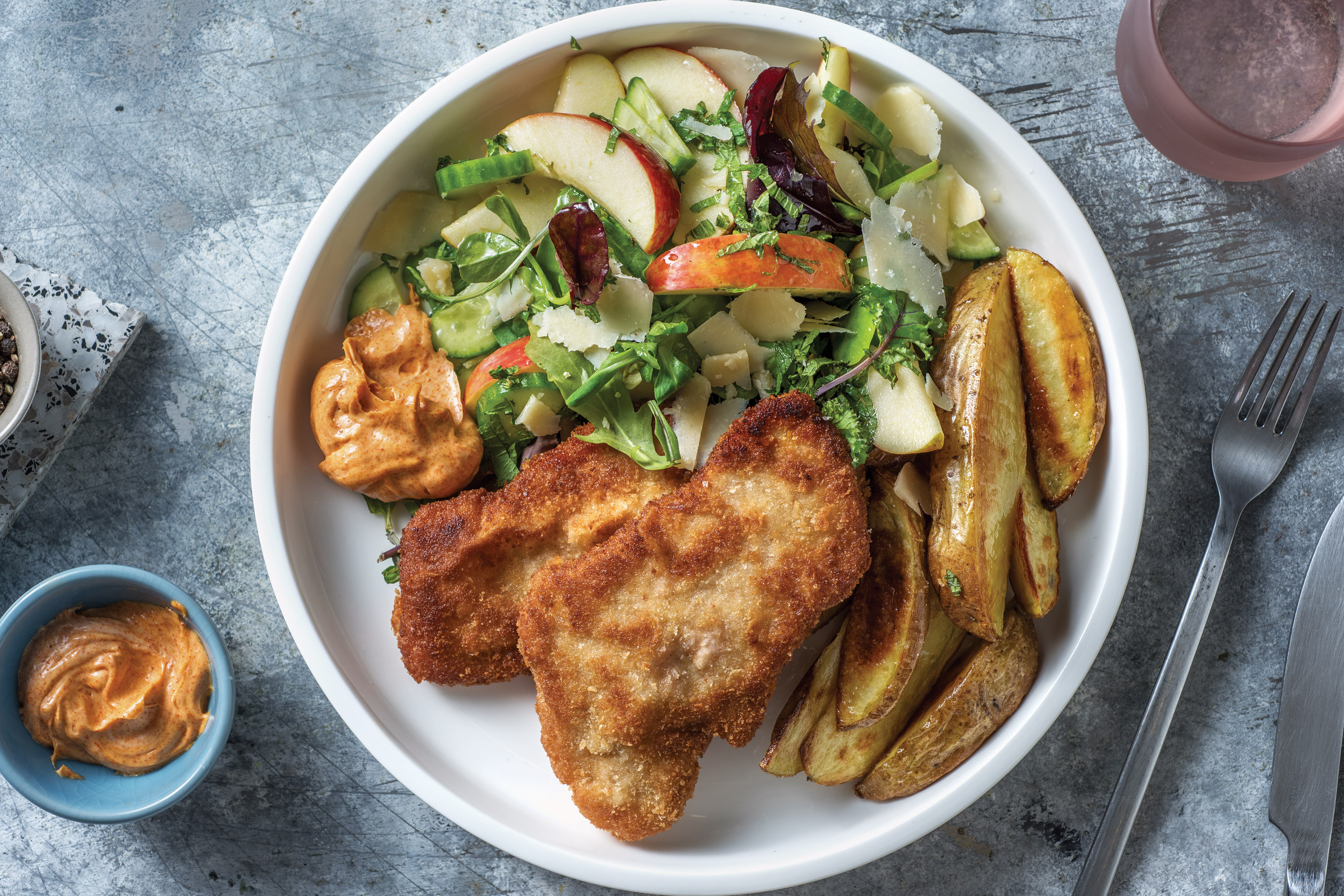 Pork Schnitzel & Oven-Baked Wedges