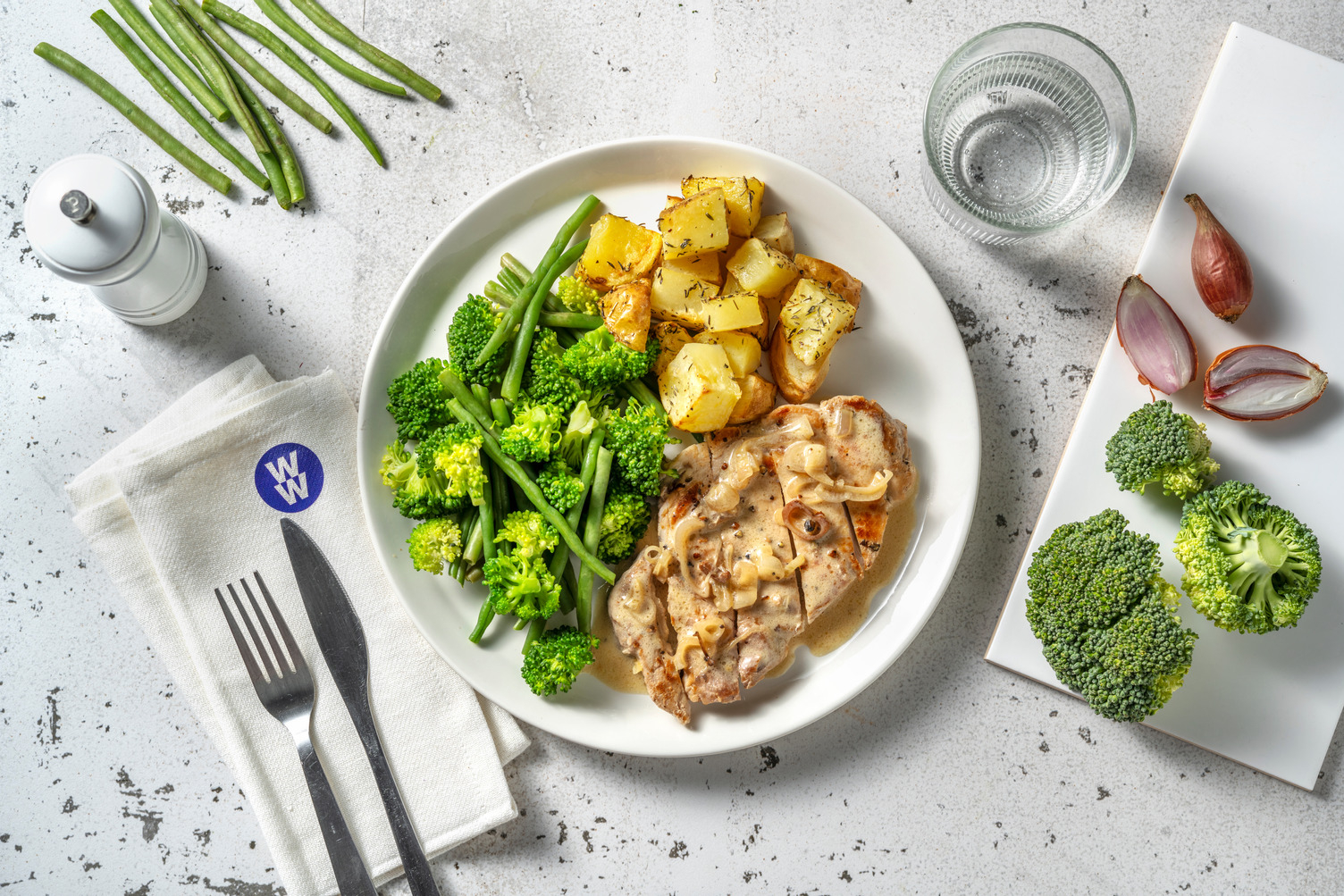 Pork Steak and Creamy Peppercorn Sauce