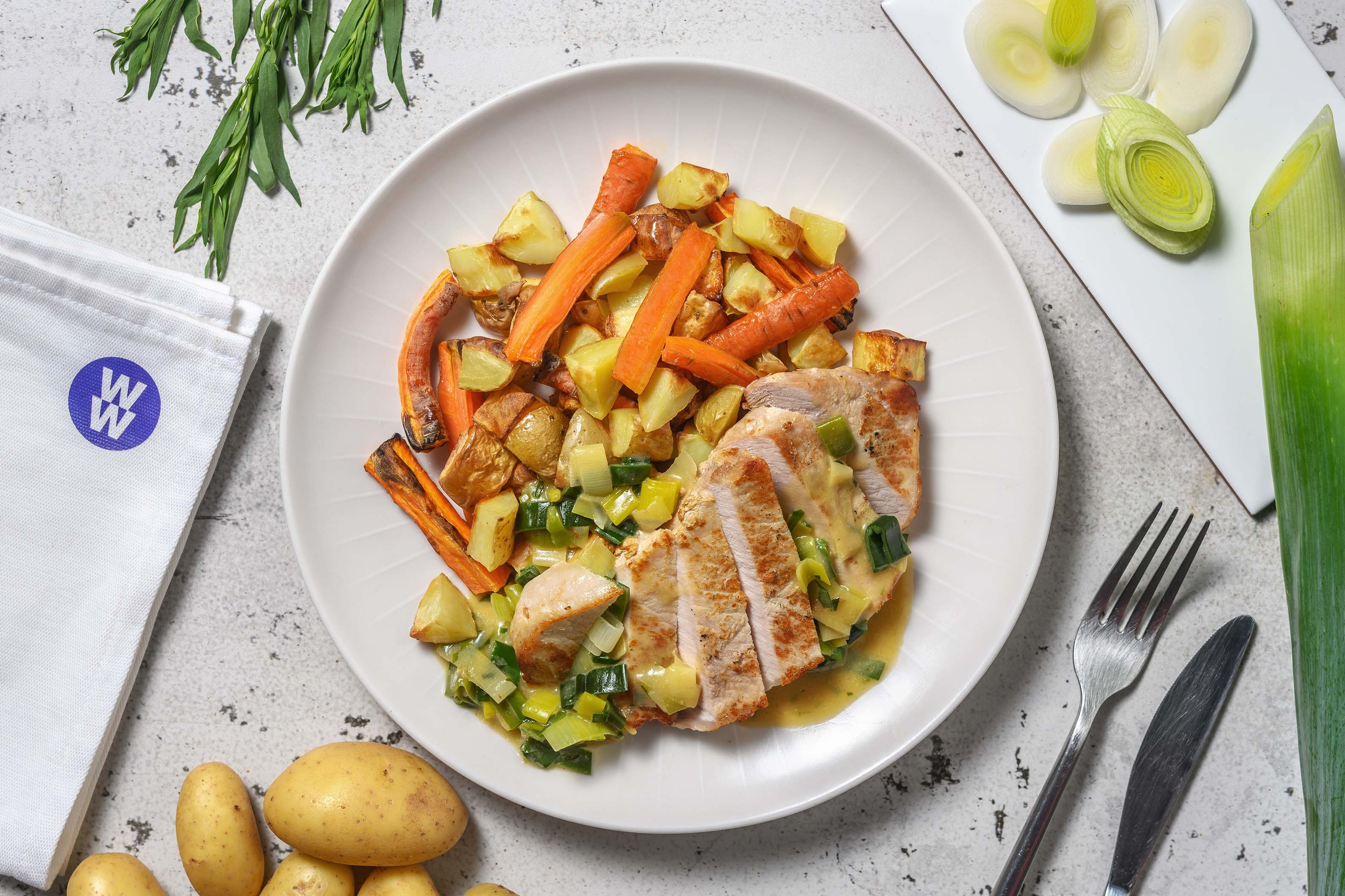 Pork Steak and Creamy Tarragon Sauce