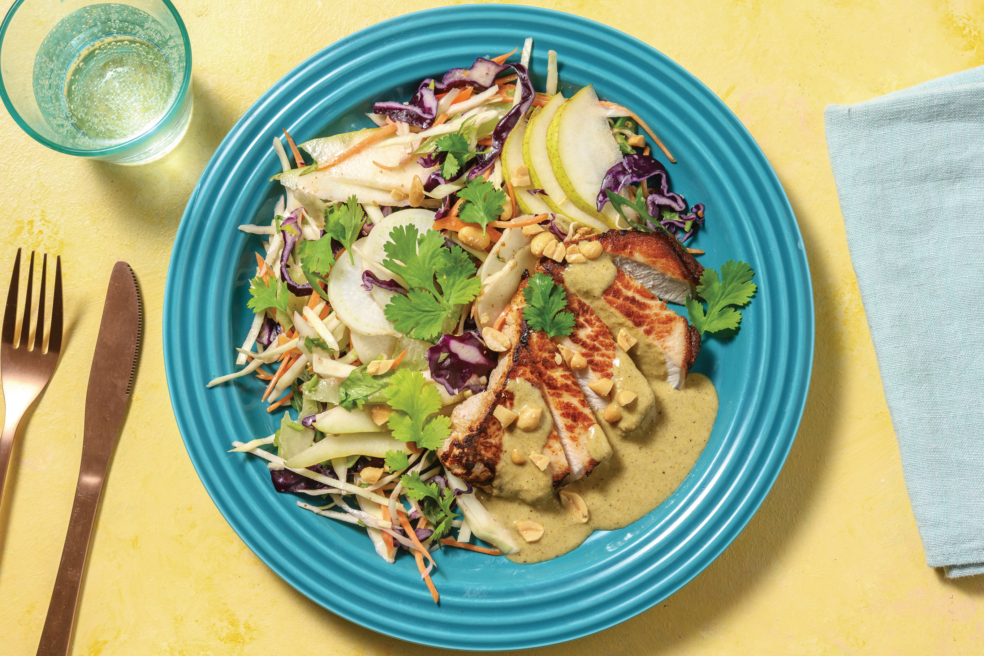 Pork & Thai Coconut Curry Sauce with Asian Slaw