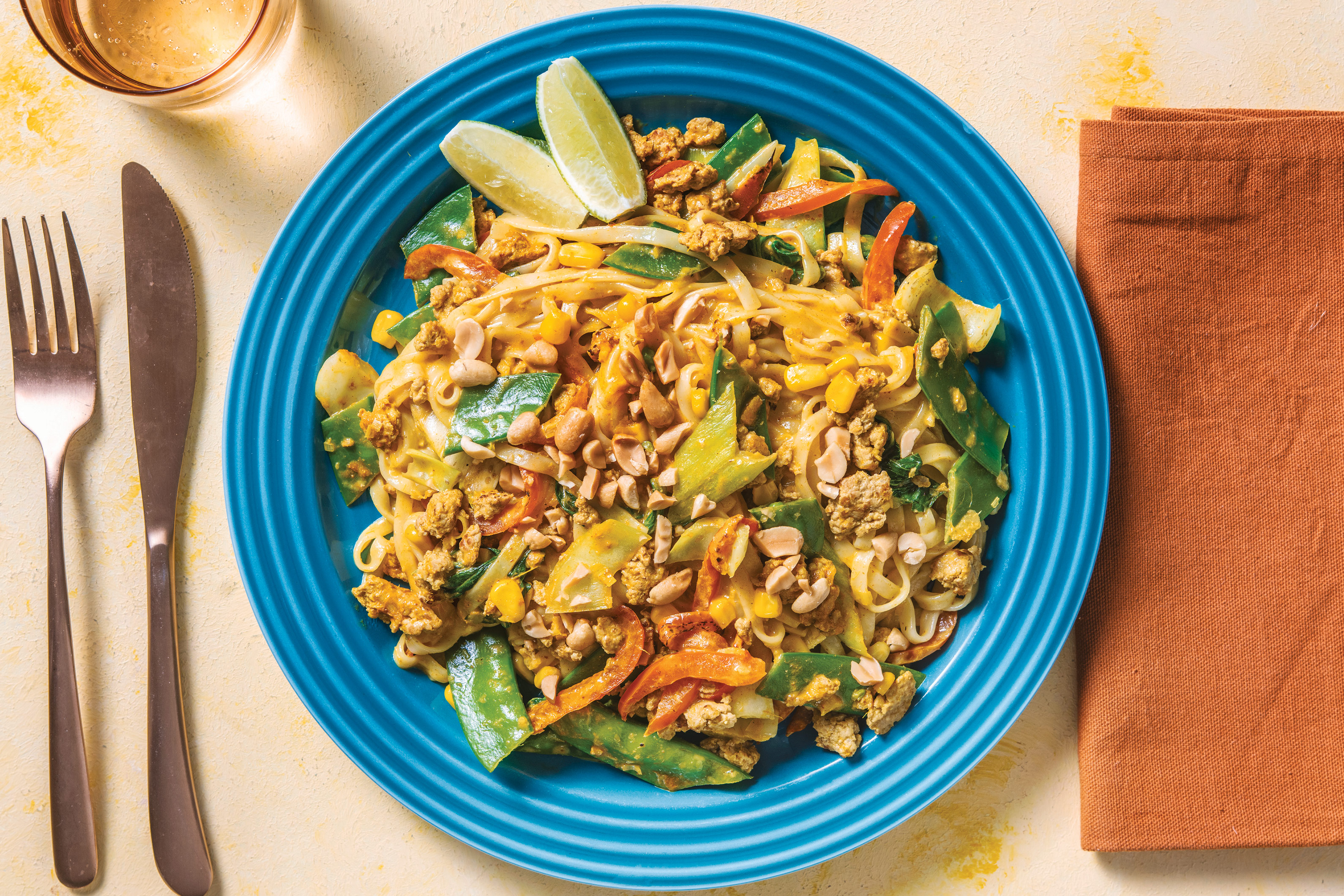 Pork & Yellow Curry Noodles with Peanuts