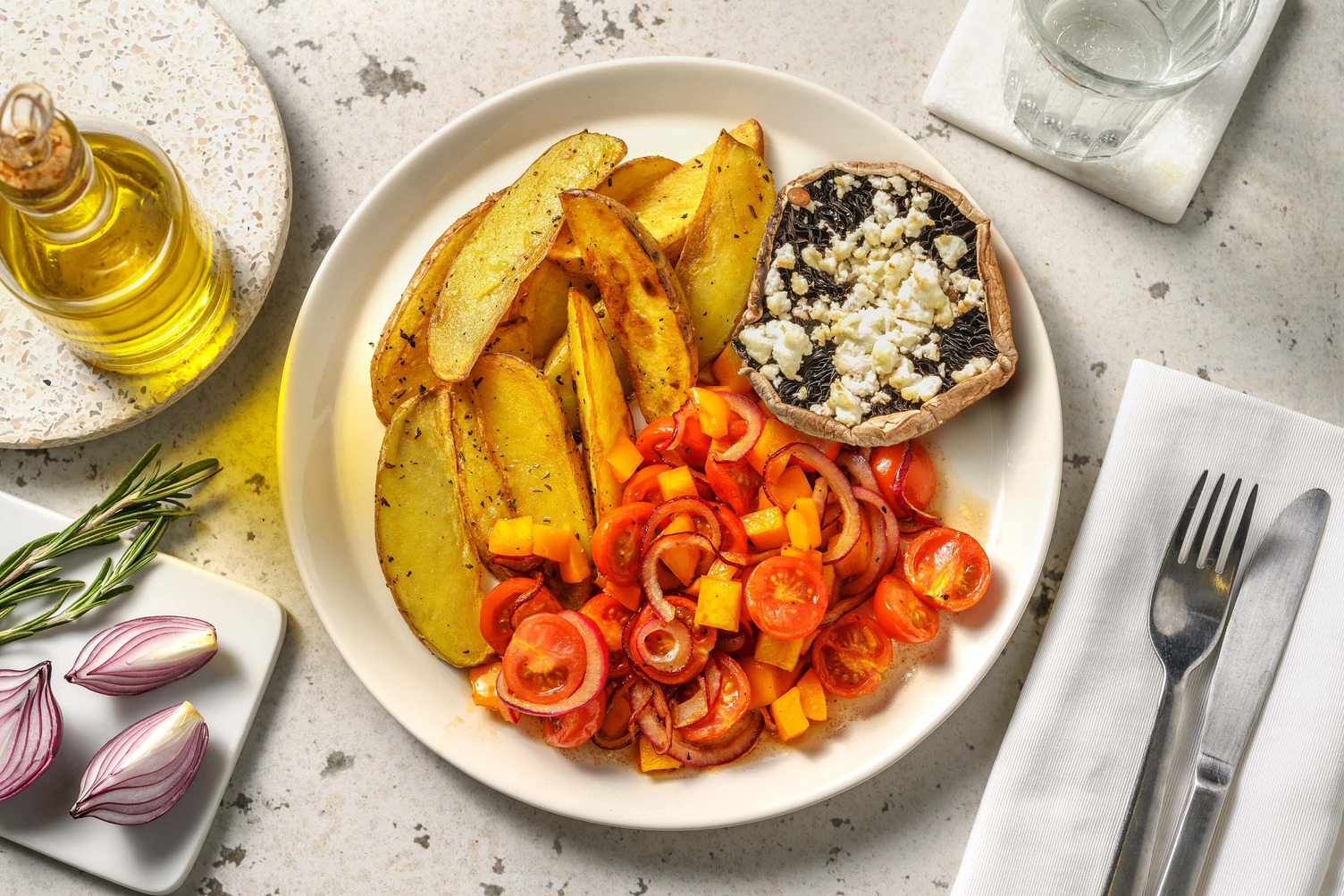 Gevulde portobello met geitenkaas en walnoten