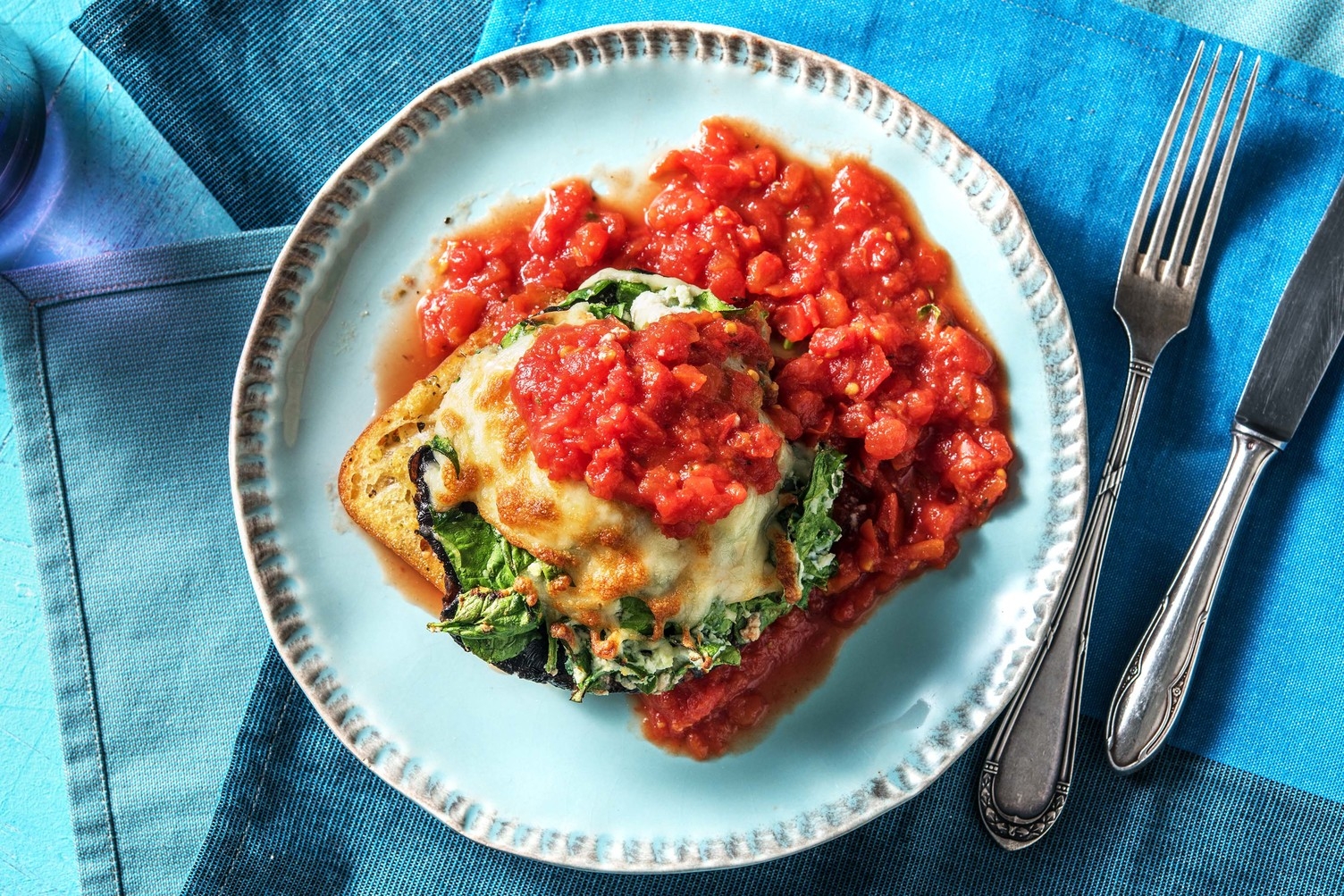 Open-Faced Portobello Florentine
