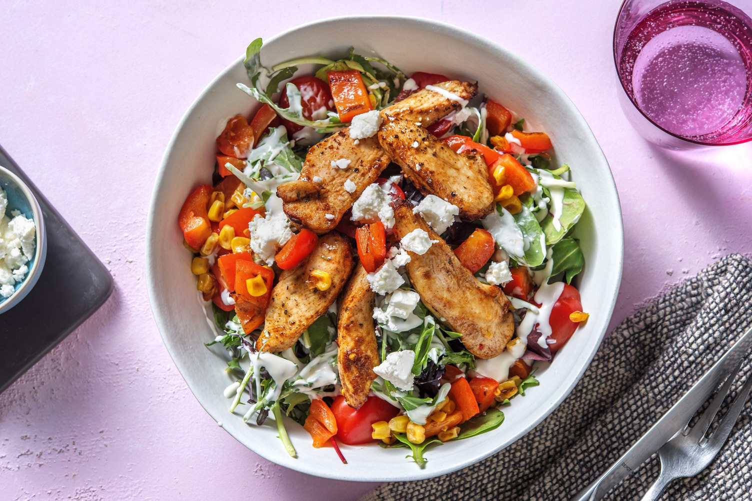 Hauts de cuisse de poulet sud-ouest et salade ranch