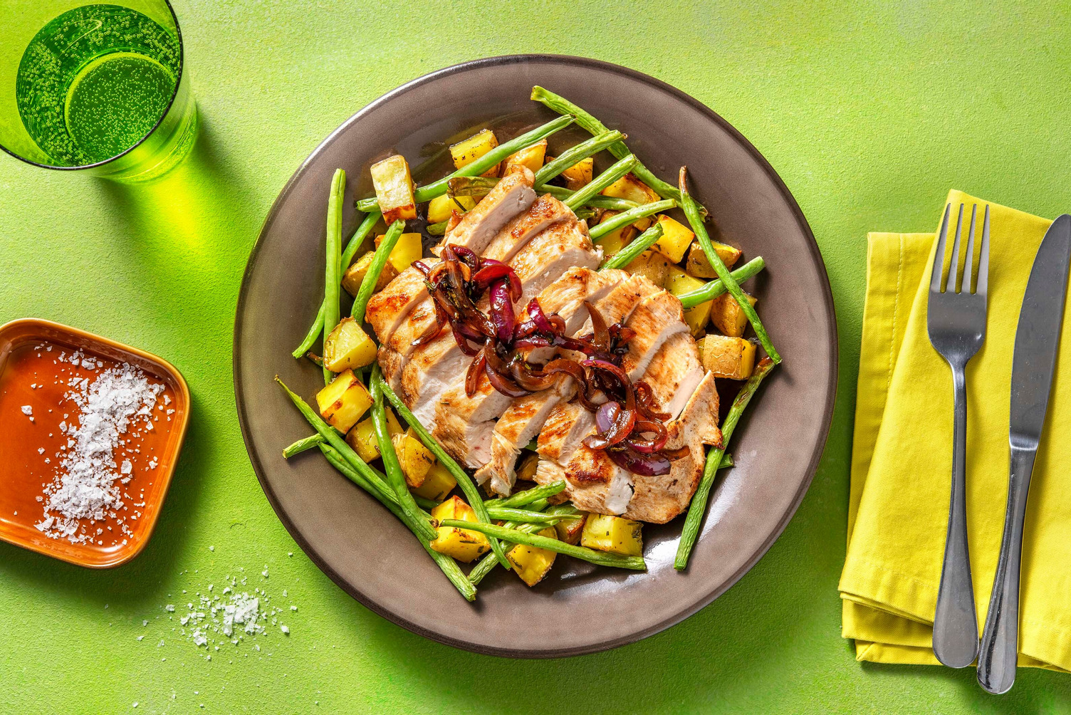 Poulet au four et oignons au vinaigre balsamique