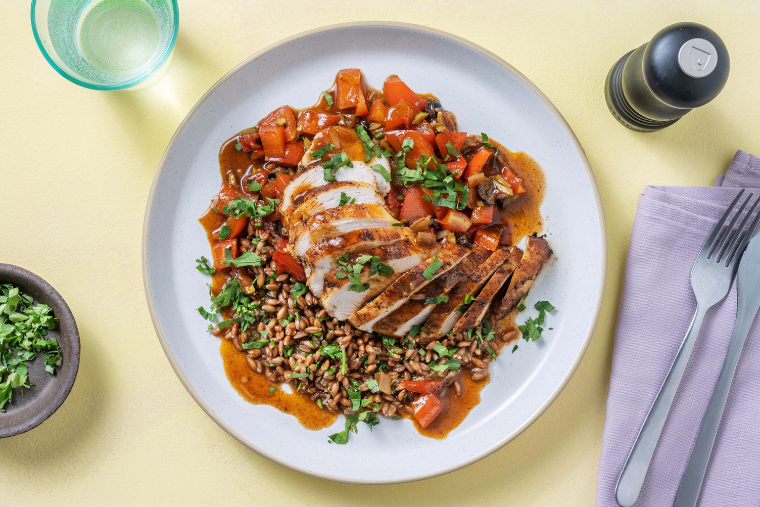 Poulet braisé en sauce façon espagnole