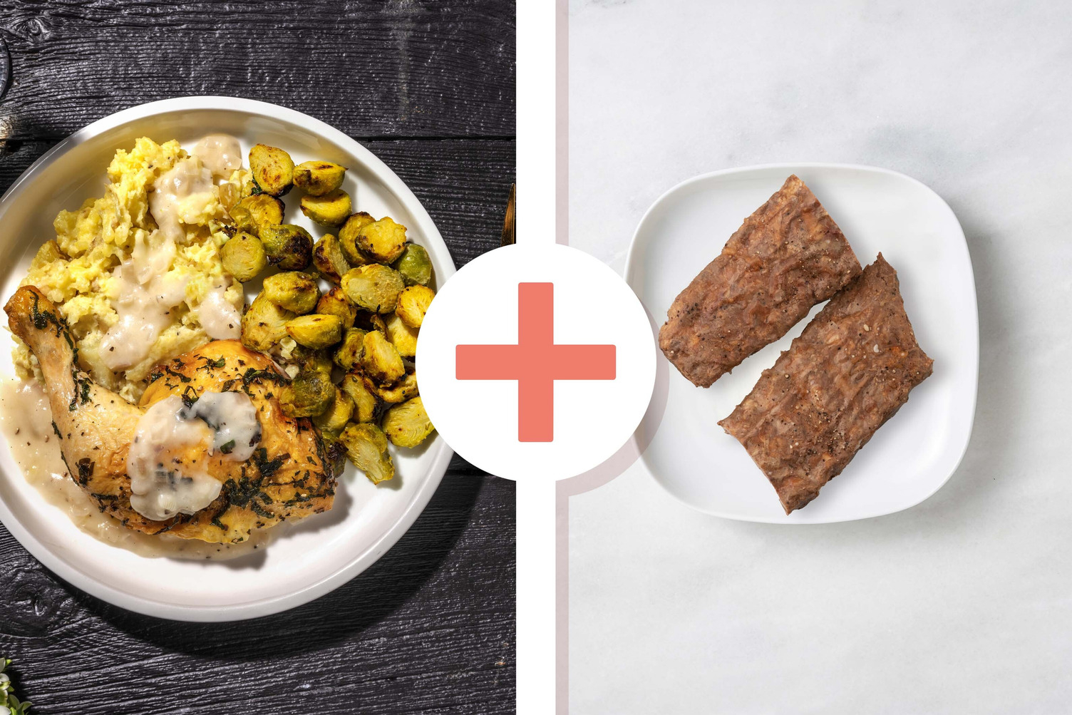 Poulet rôti aux herbes et côtes levées de porc