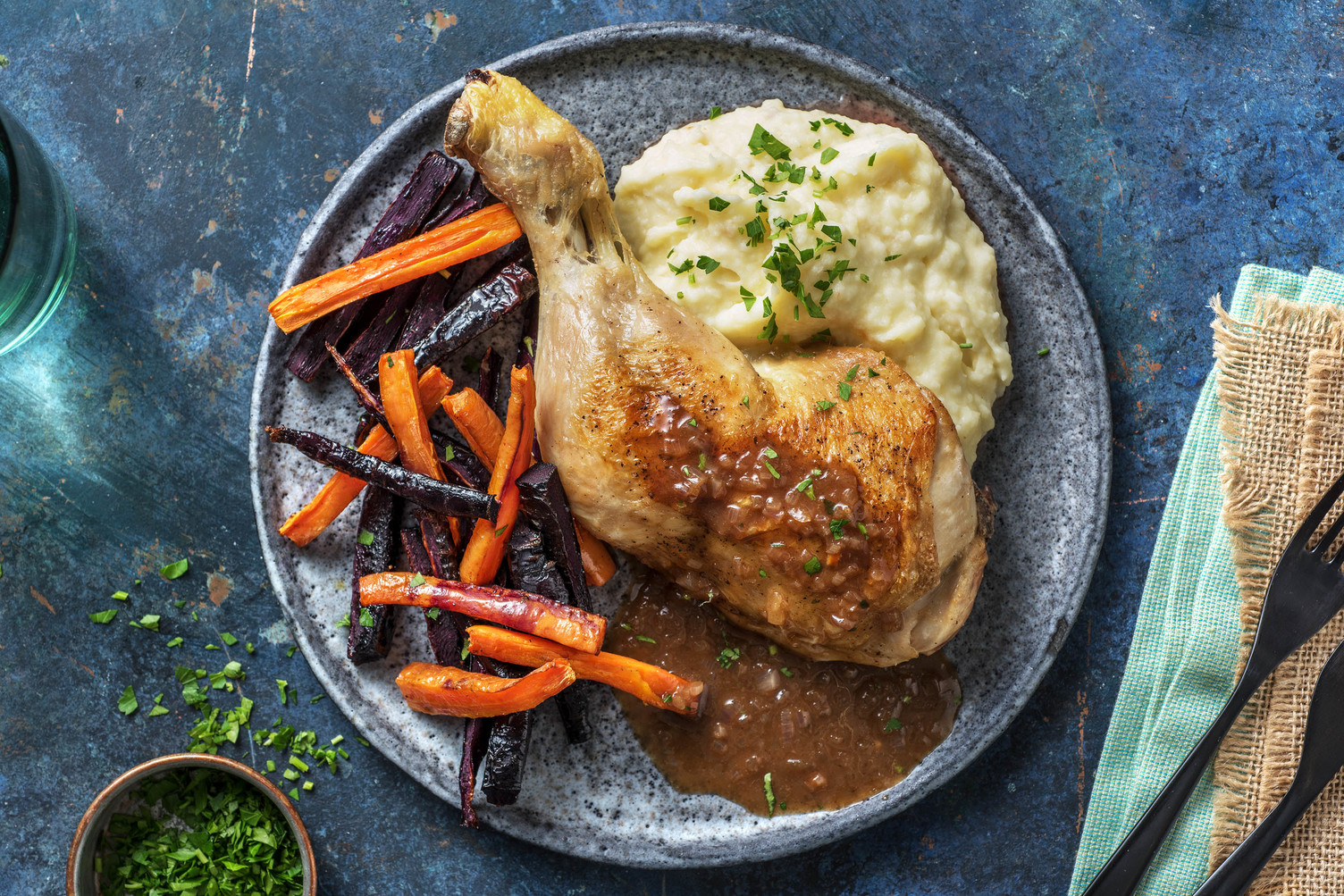 Pouletkeulen mit Knollenselleriestock