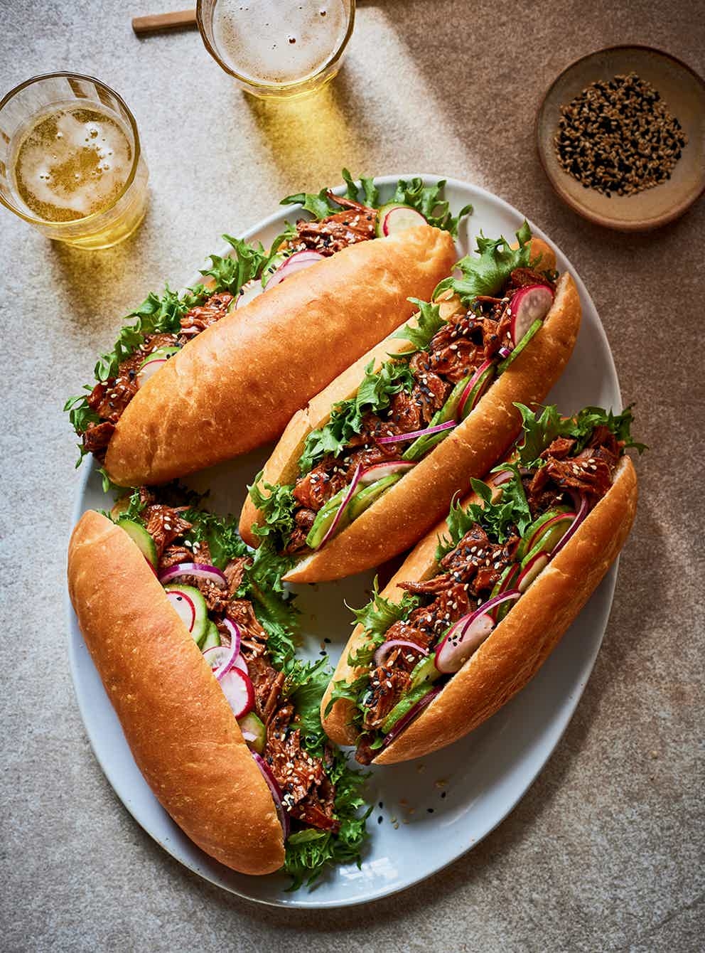 Saucy Korean Sandos Impossible® Burger Patties