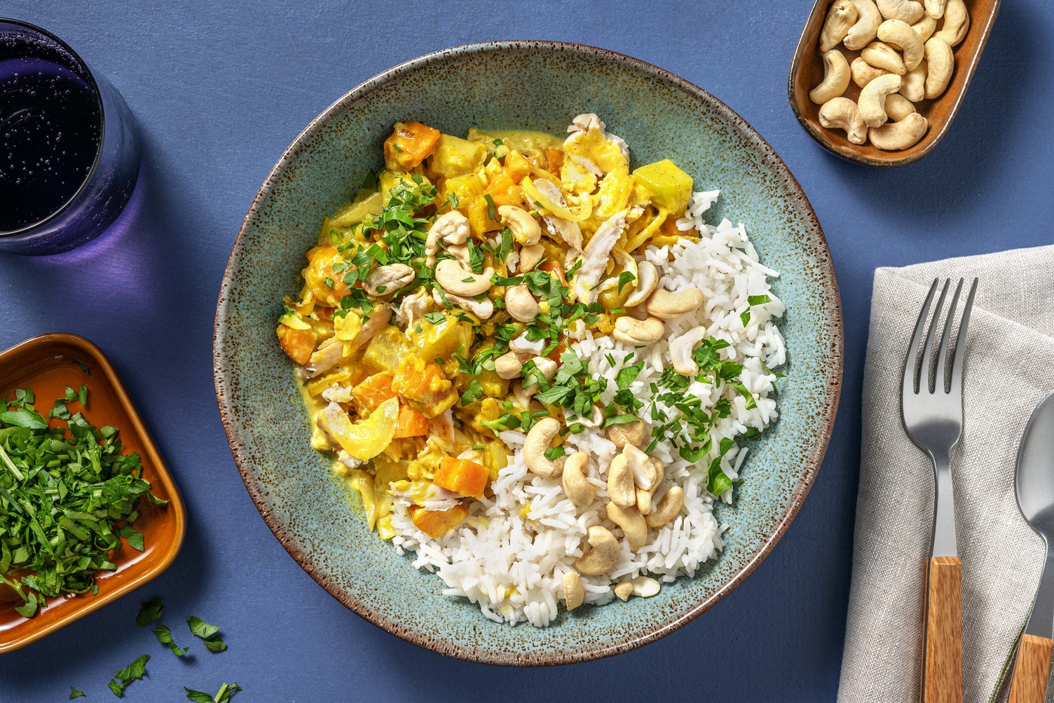 Pulled Chicken in Curry-Sahne-Soße