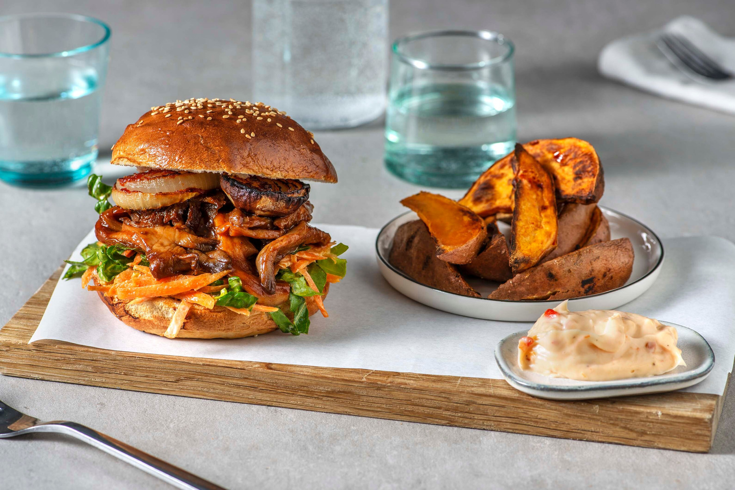 Pulled Mushroom Burger mit Austernpilzen