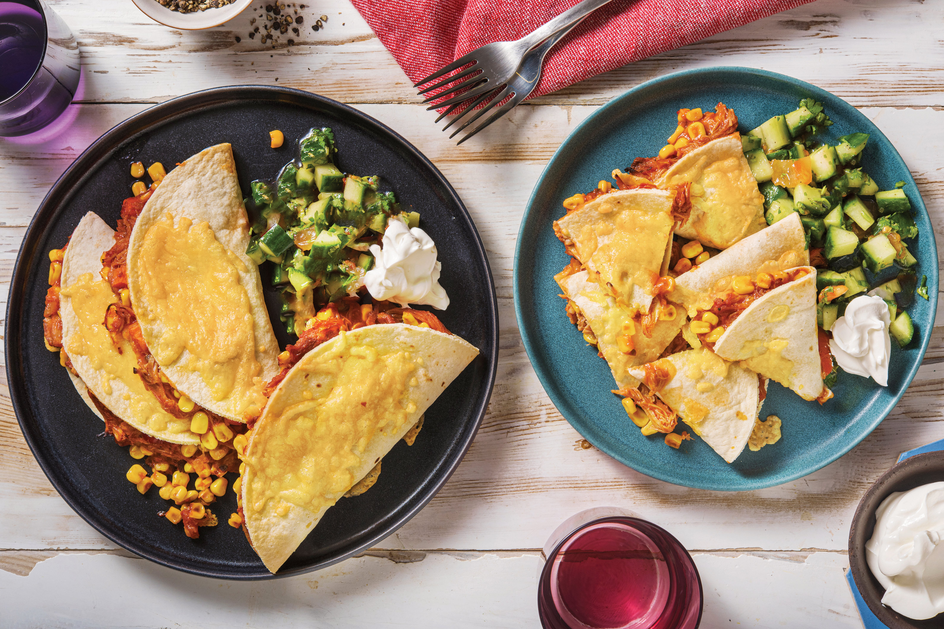 Cheesy Pulled Pork Quesadillas