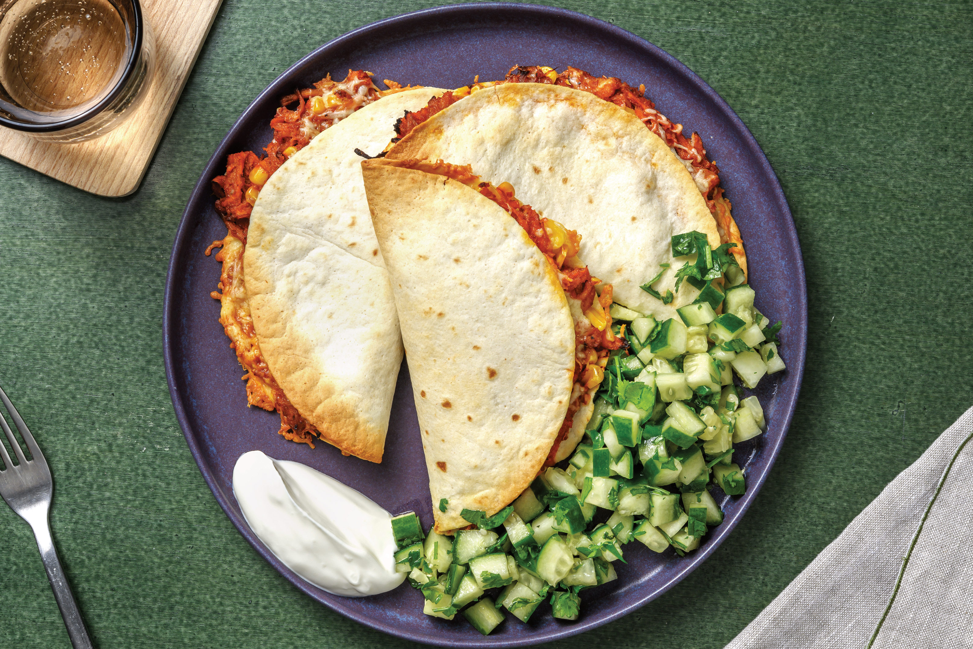 Pulled Pork & Veggie Quesadillas
