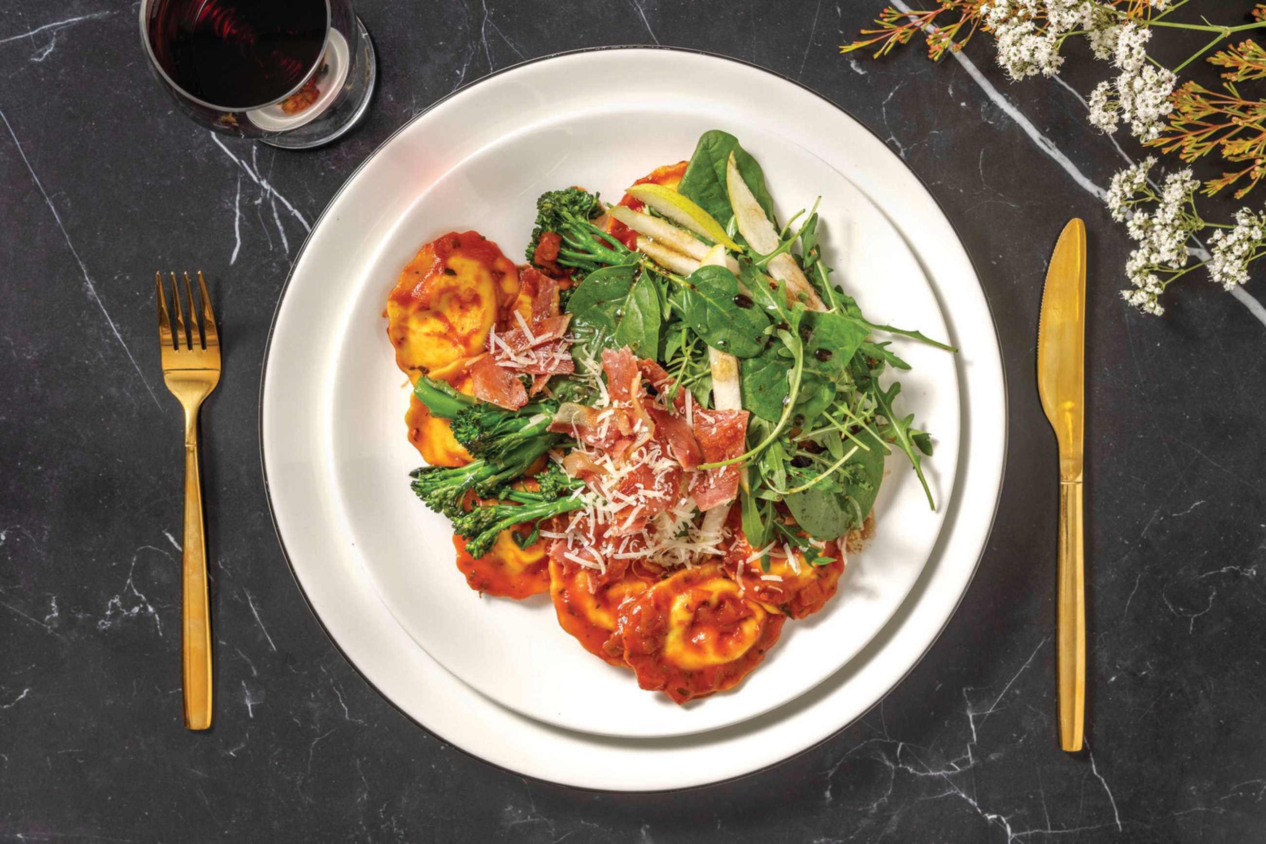 Pumpkin Ravioli & Crispy Prosciutto