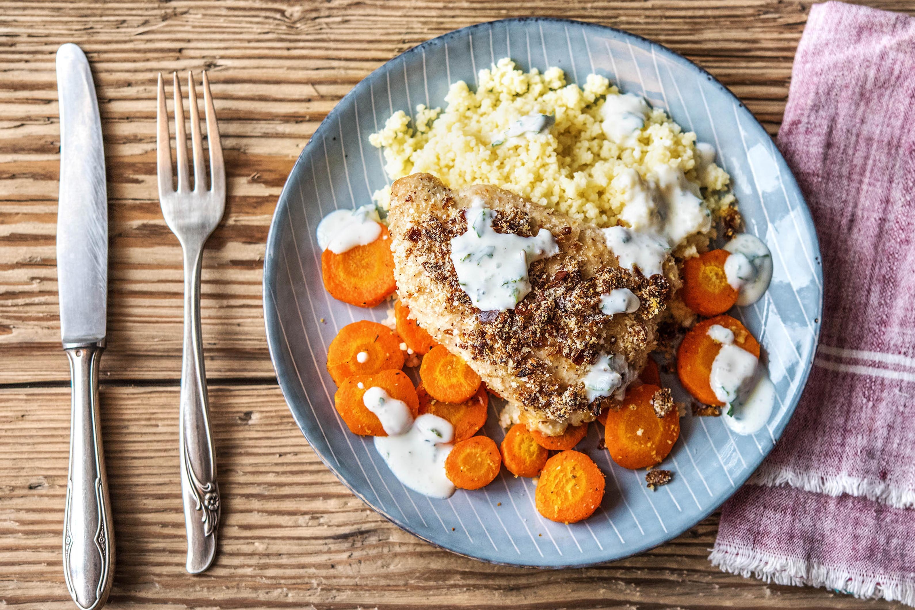 Trutenschnitzel mit Dattel-Kruste