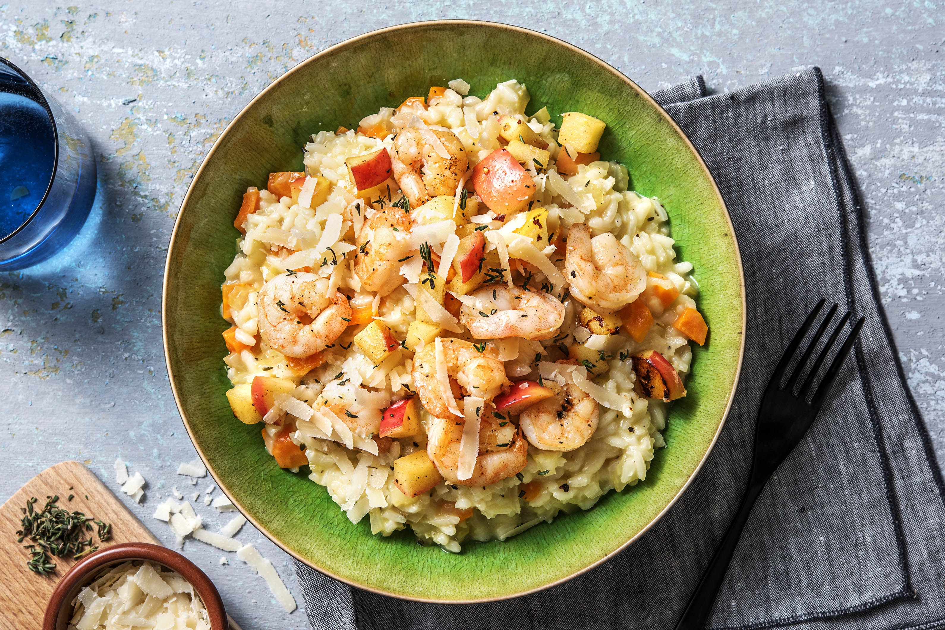 Q1 (W08) Garlic schrimp risotto with appels and thyme R12343560-1