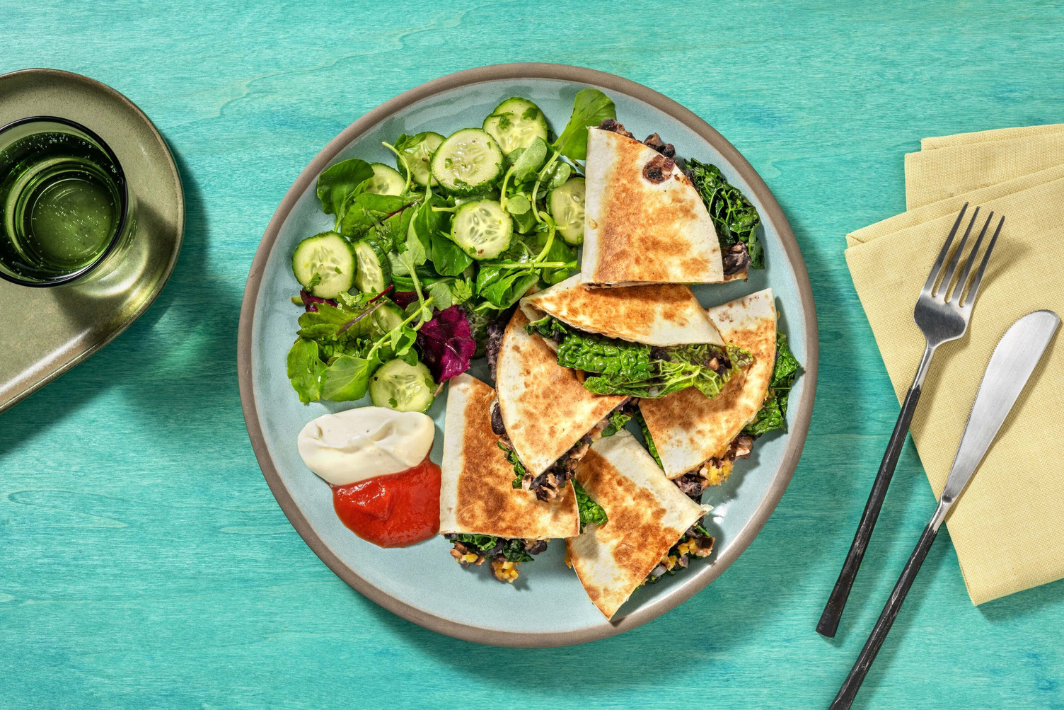 Kale and Black Bean Quesadillas