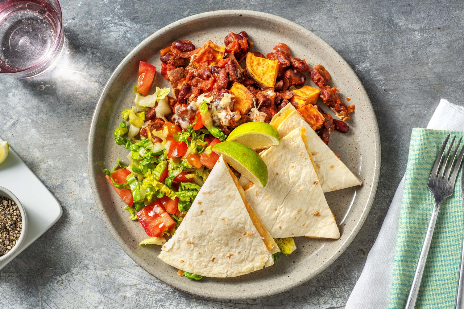 Quesadillas mit scharfem Gemüsechili