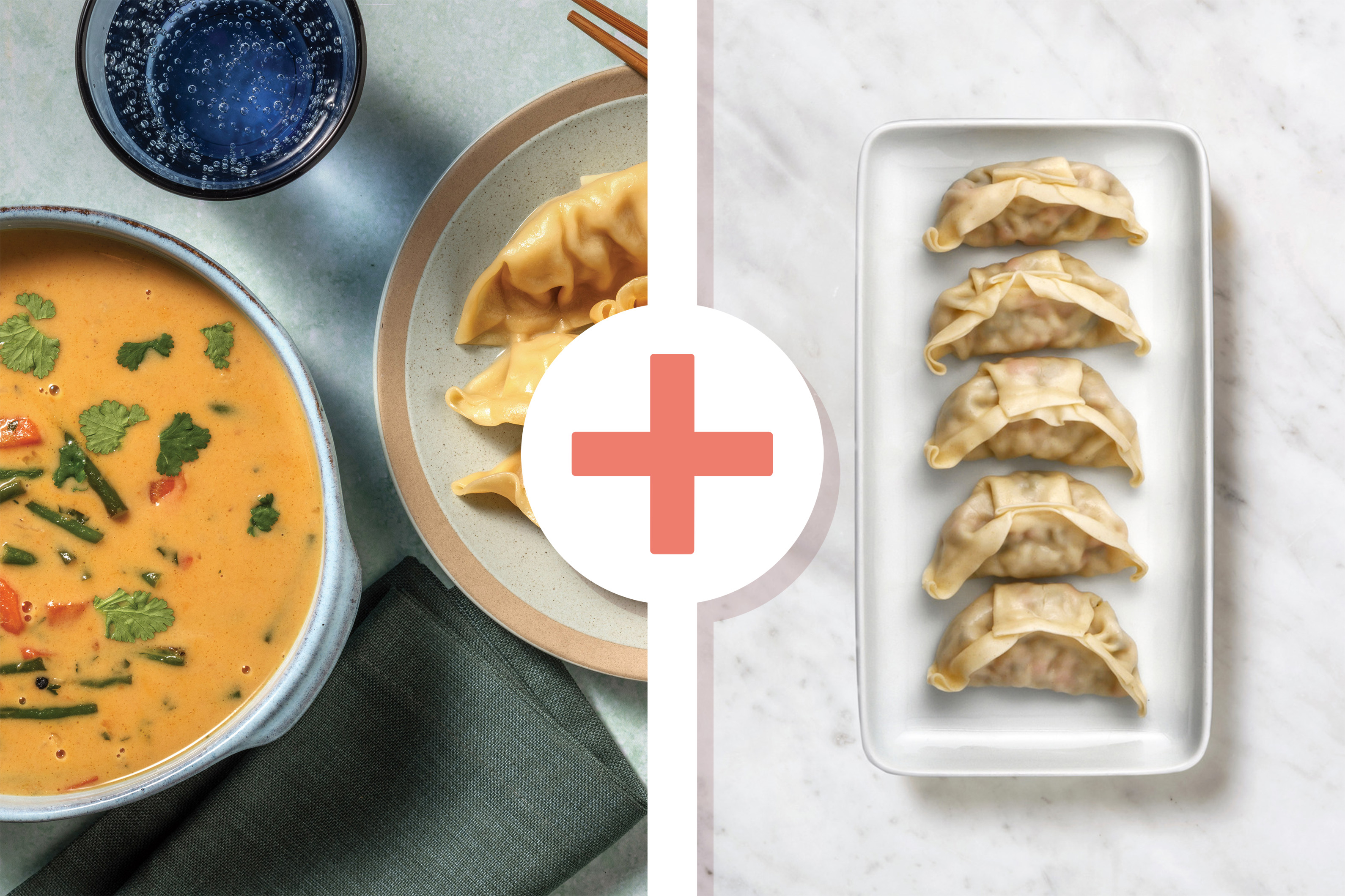 Quick Asian Coconut Soup & Double Veggie Gyoza