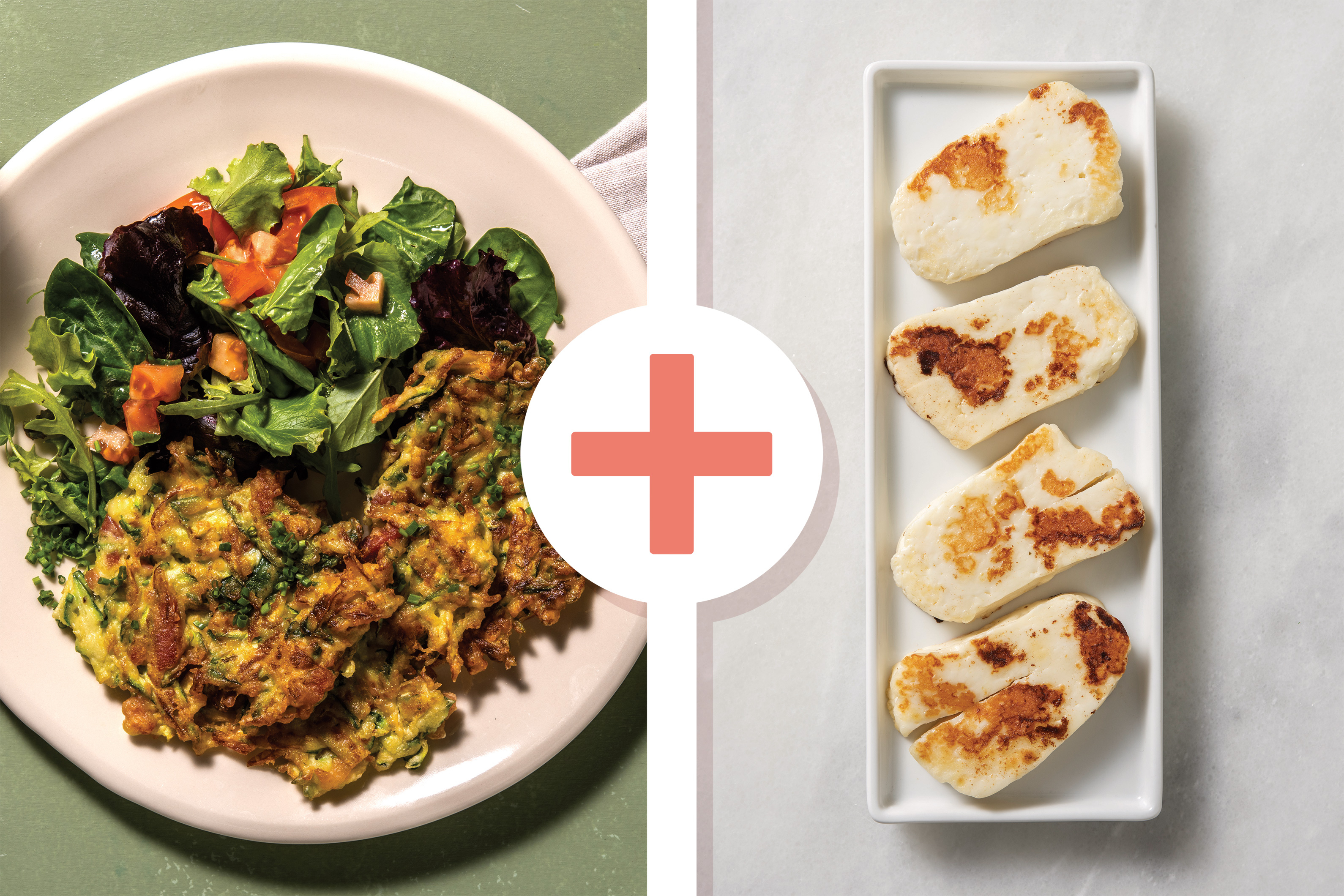 Herby Bacon-Parmesan Fritters & Haloumi