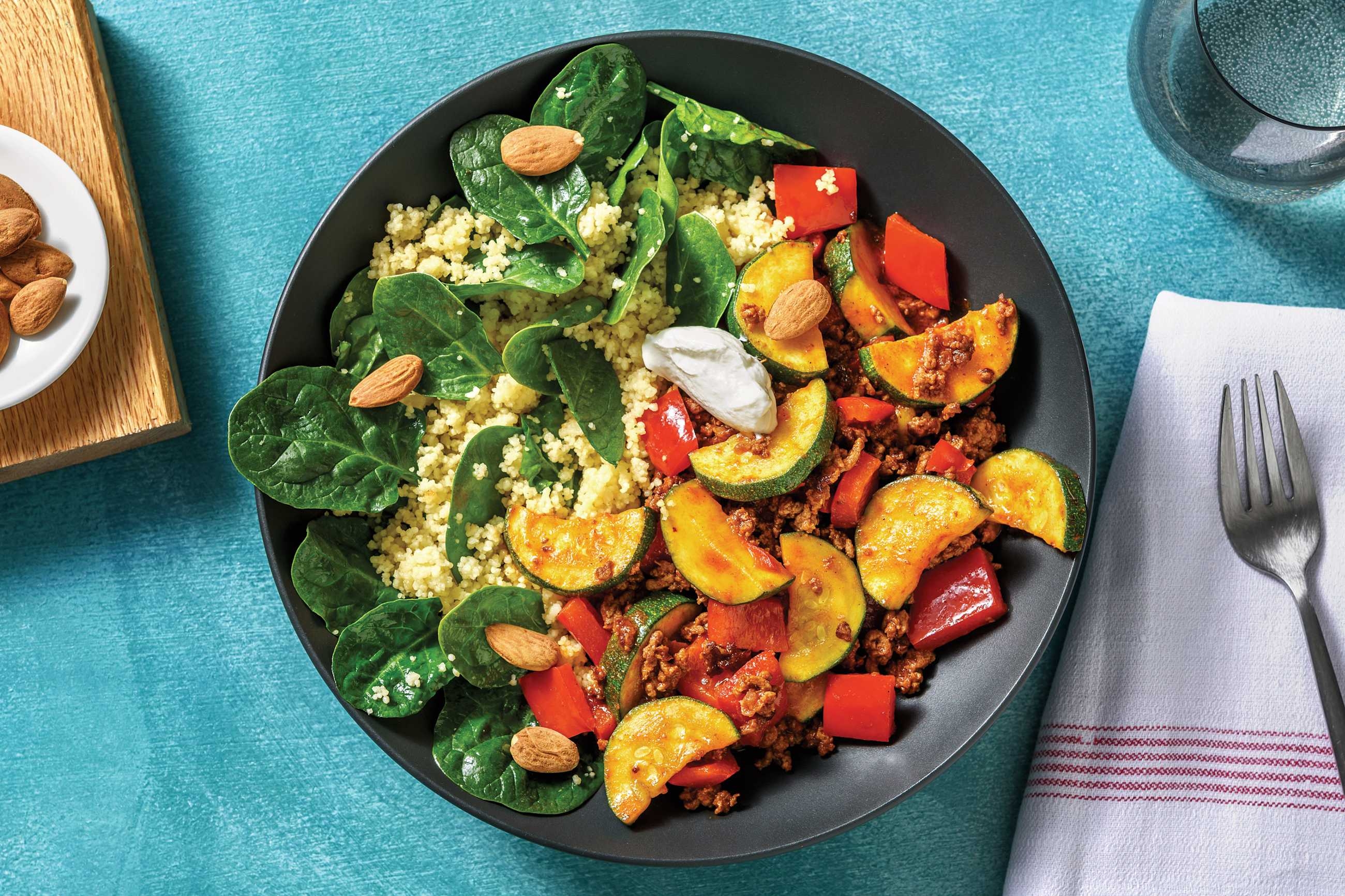 Quick Tunisian & Honey-Coated Beef Bowl