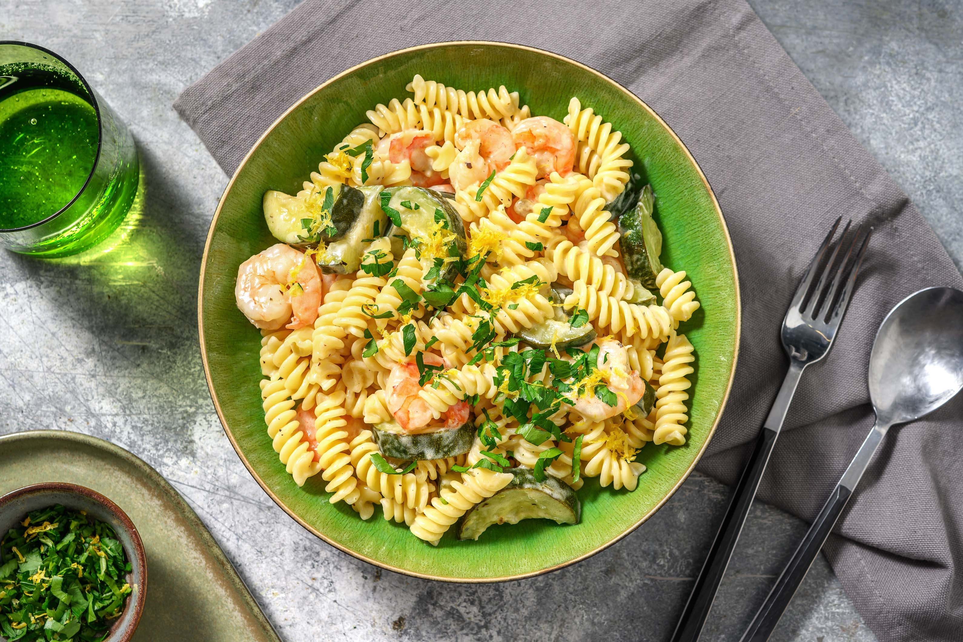Quick Creamy Double Prawn Fusilli