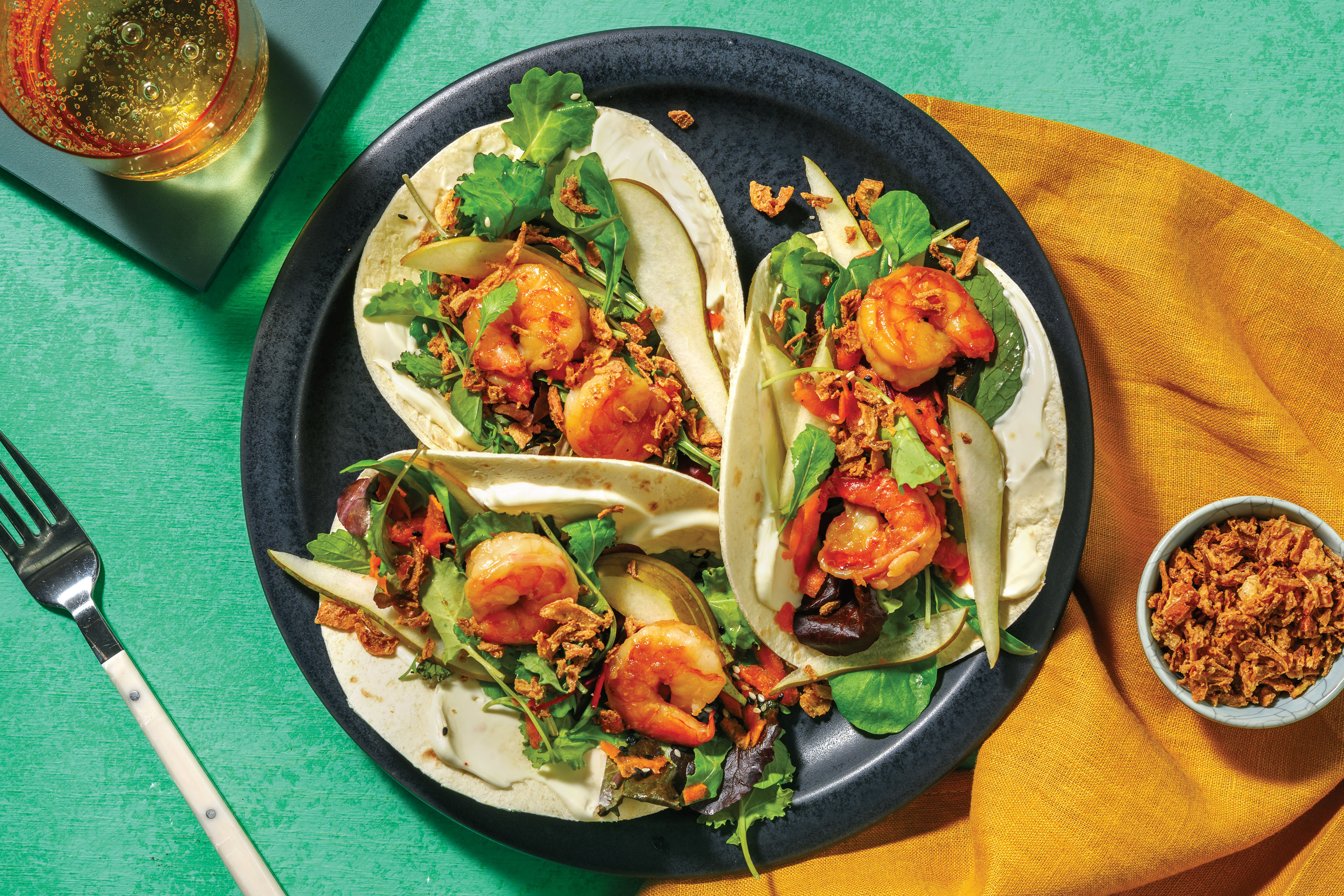 Honey-Soy Prawn Tacos