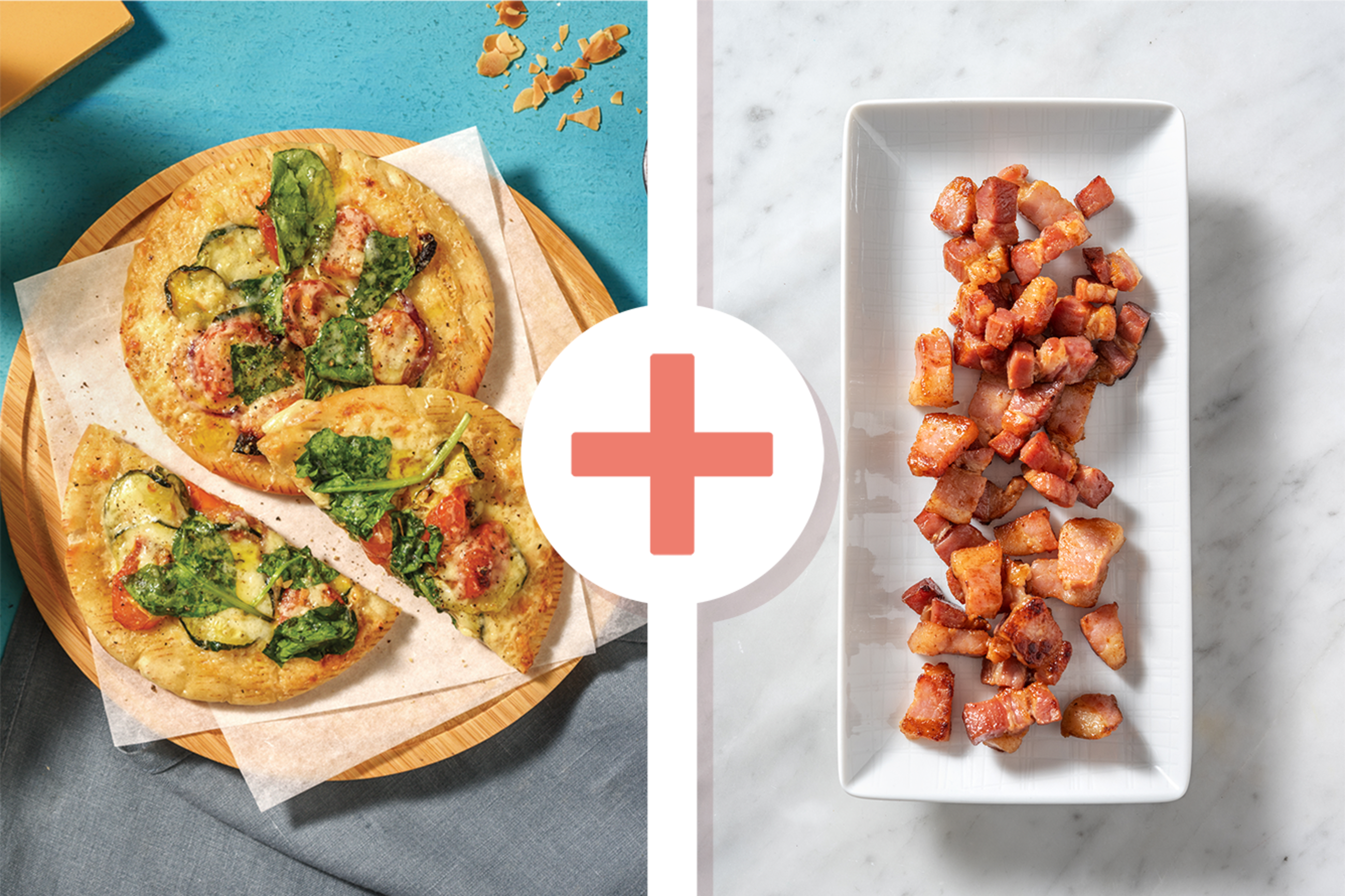 Roast Veggie & Bacon Flatbread Pizza Bianca