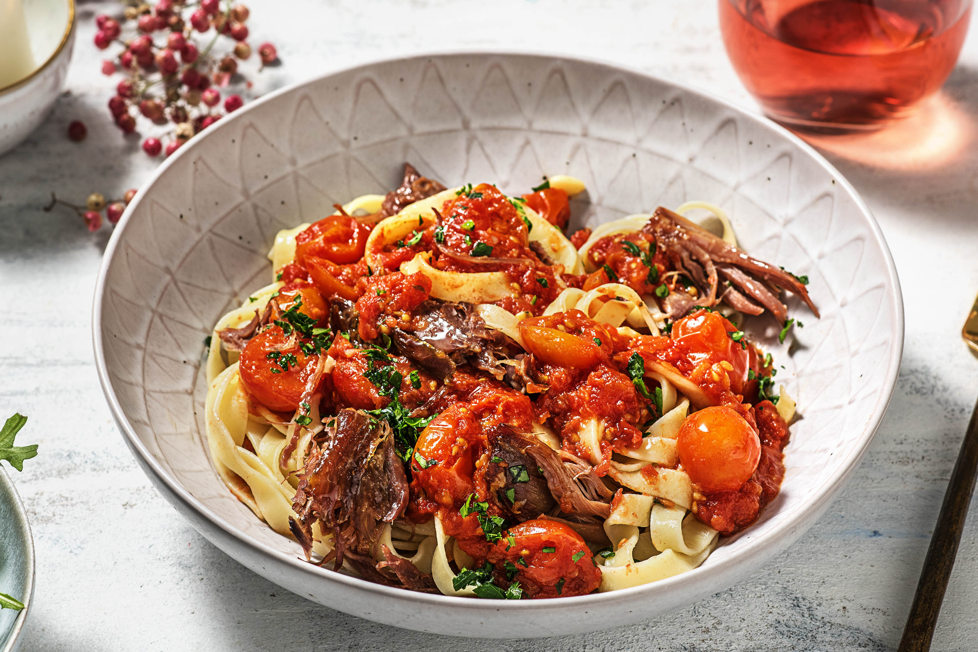 Linguine au ragù de canard confit