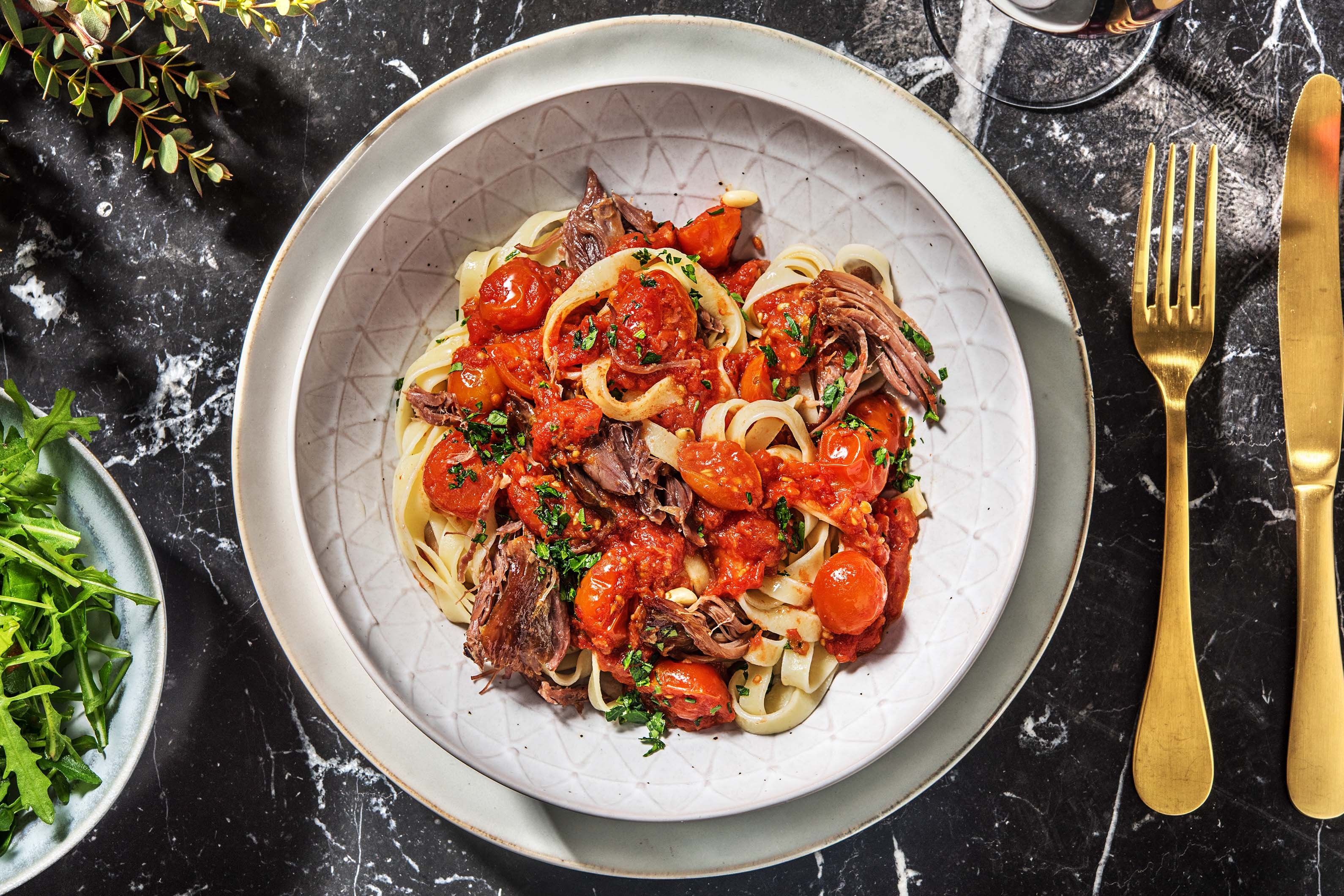 Linguine au ragù de canard confit