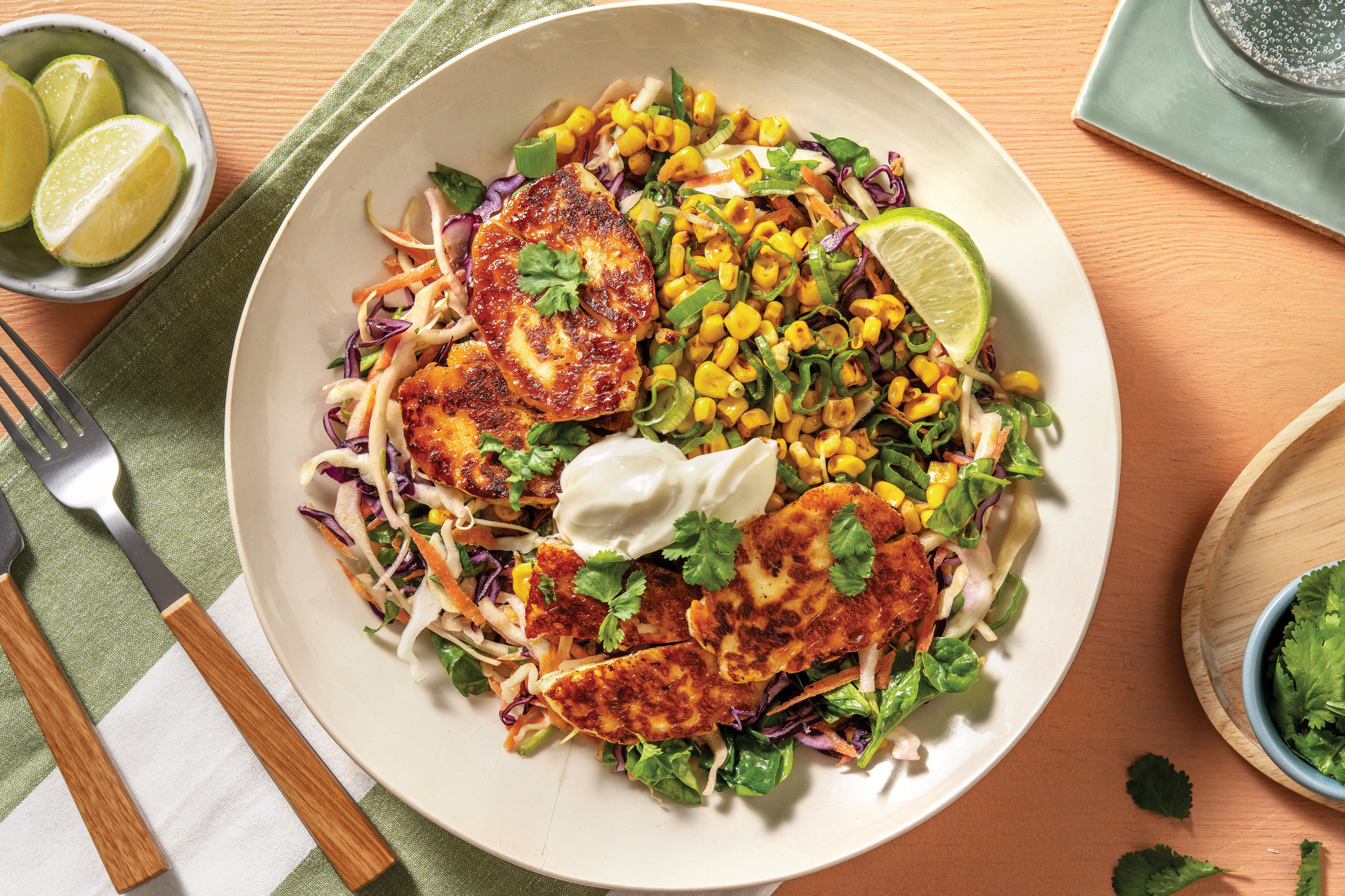 Rainbow Haloumi Bowl & Chipotle Slaw