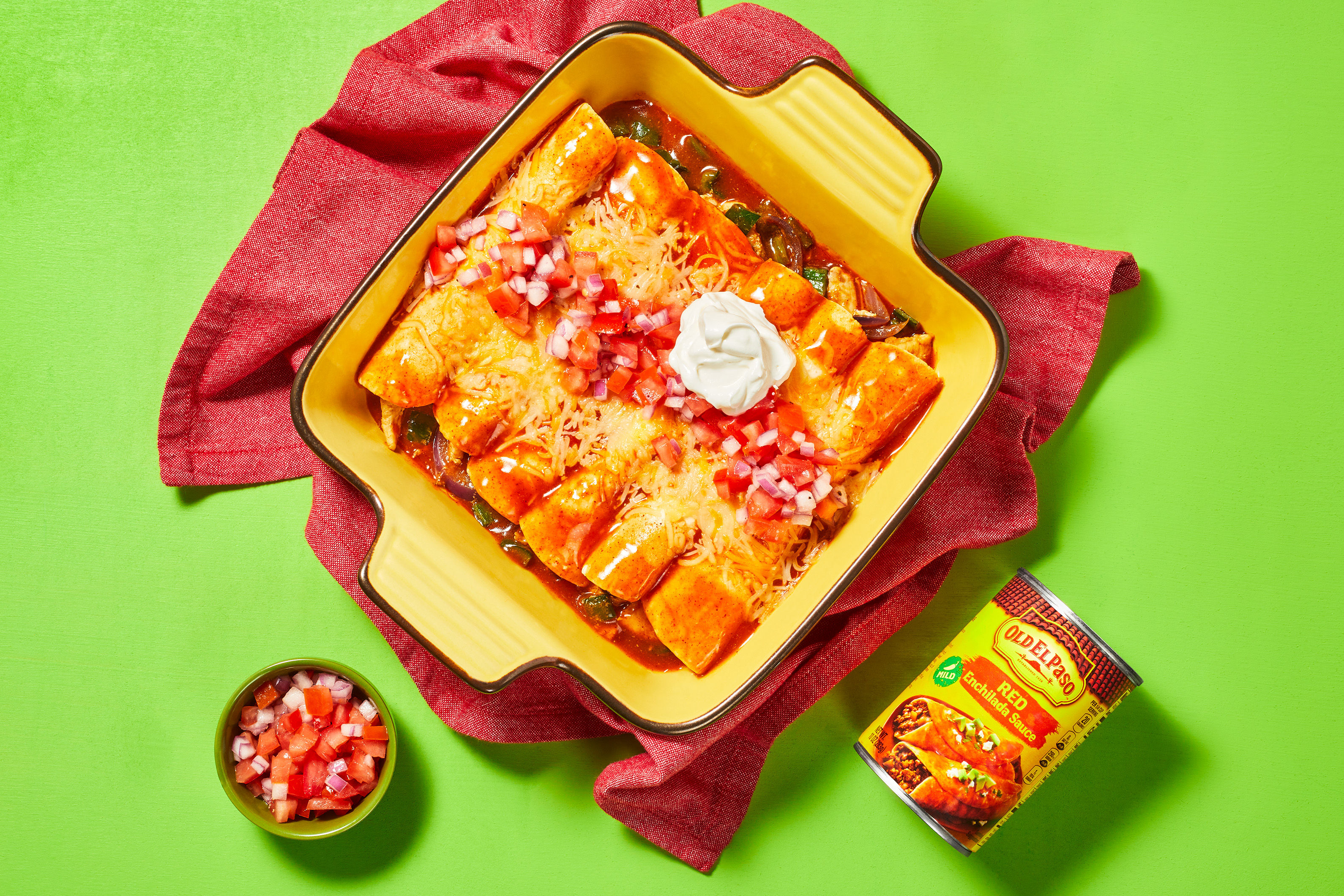 Red Chili Chicken Enchiladas