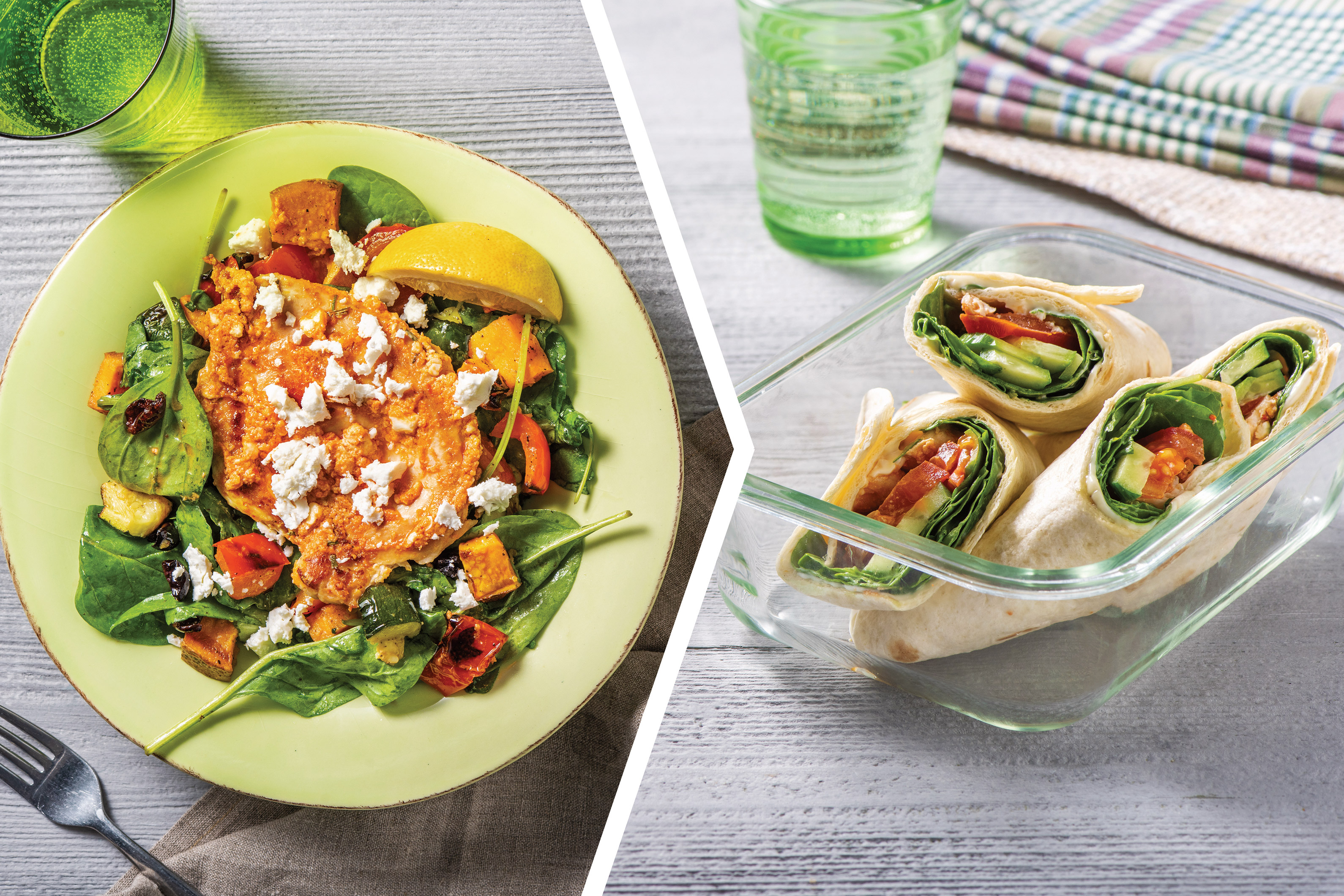 Red Pesto Chicken with Mediterranean Roast Veggie Toss for Dinner