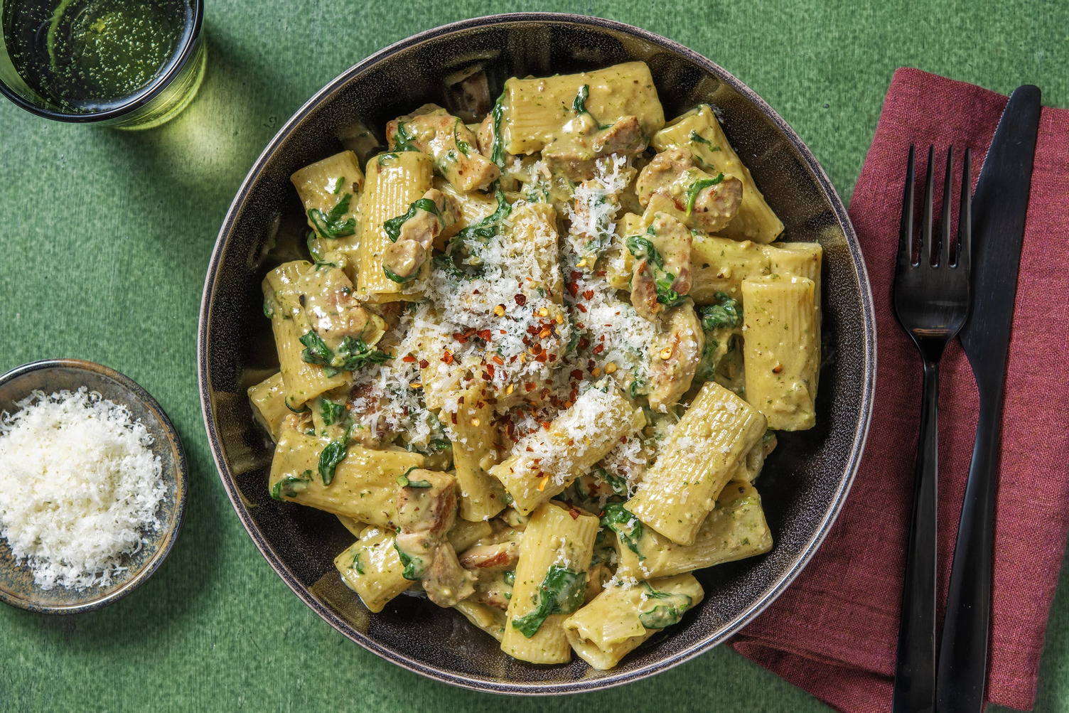Creamy Pesto Chicken Rigatoni