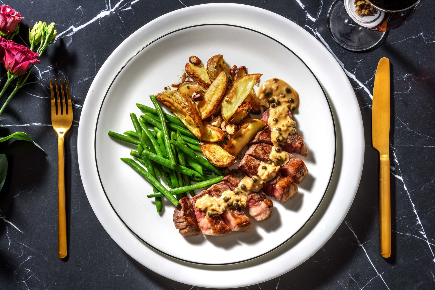 Rinderfilet mit grünem Pfefferrahm