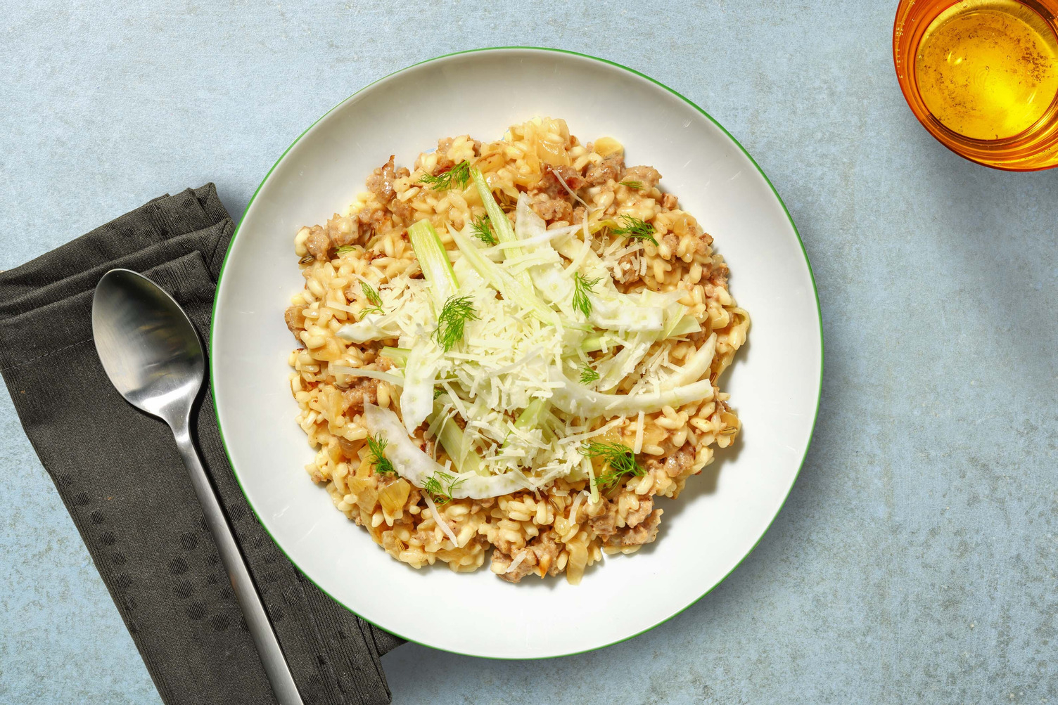 Risotto au fenouil et saucisse de porc