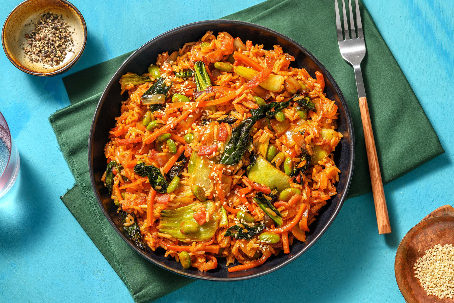 Riz frit au bacon et au gochujang