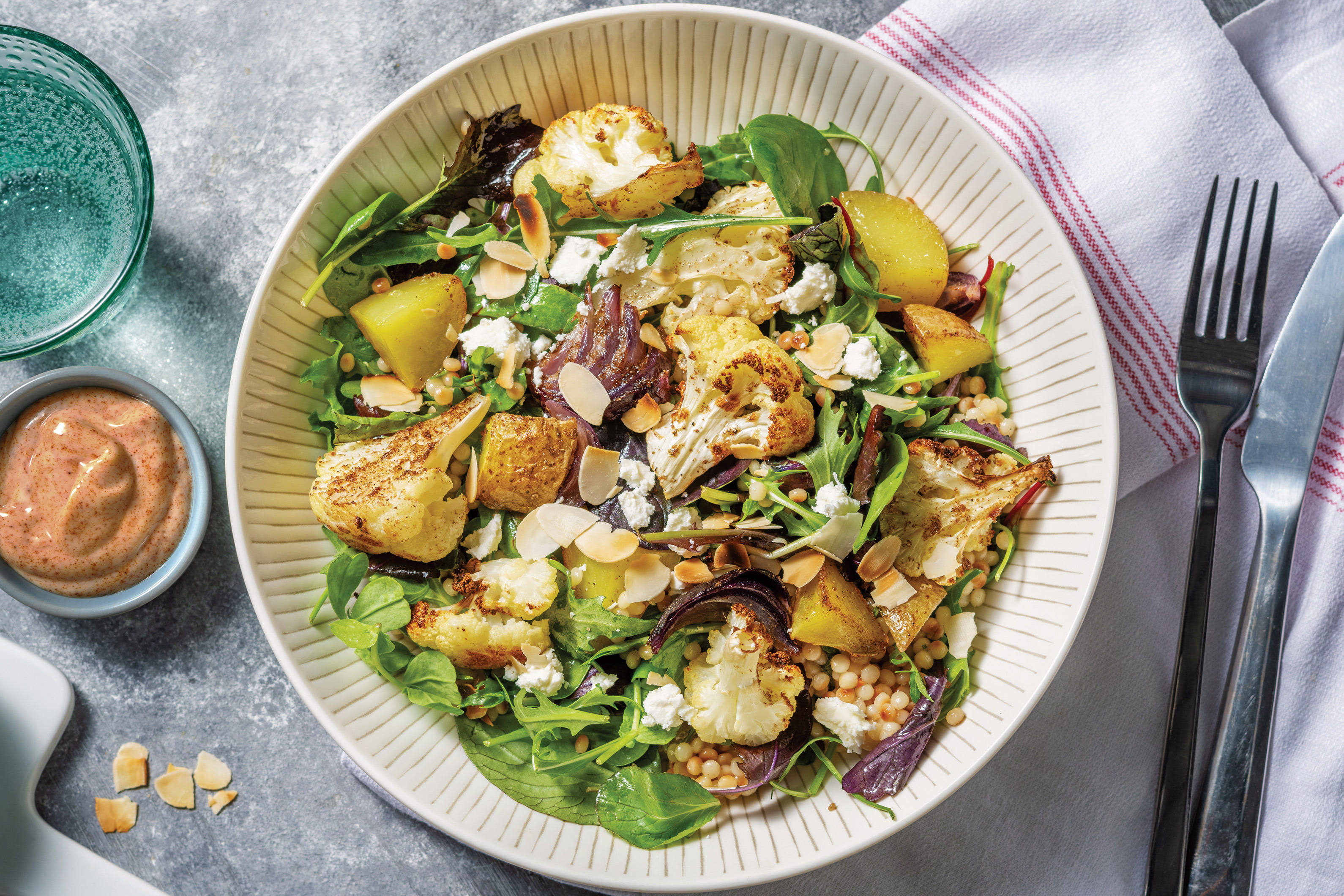 Roasted Cauliflower & Crumbly Cheese Salad