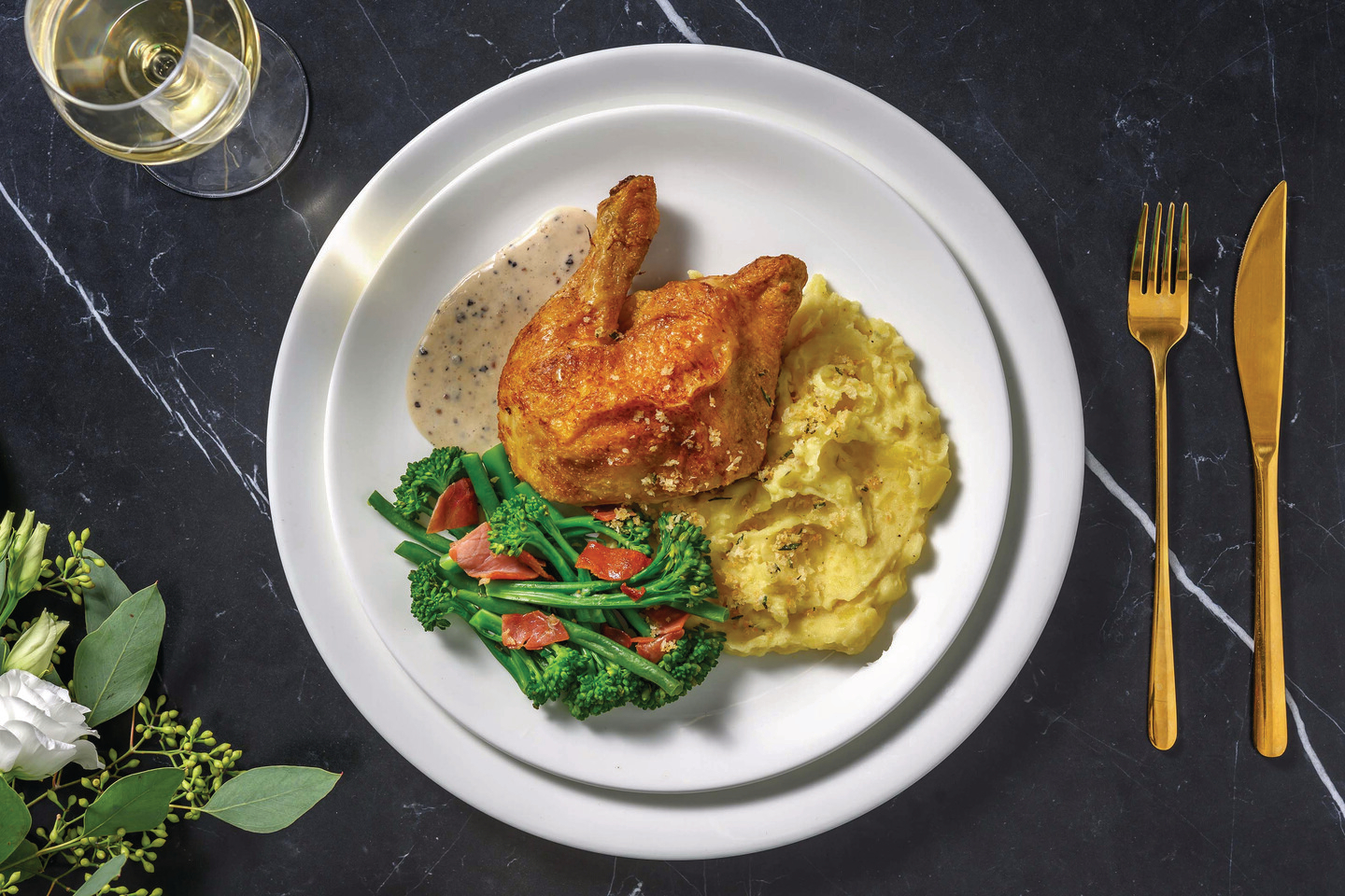 Roast Chicken & Creamy Peppercorn Sauce