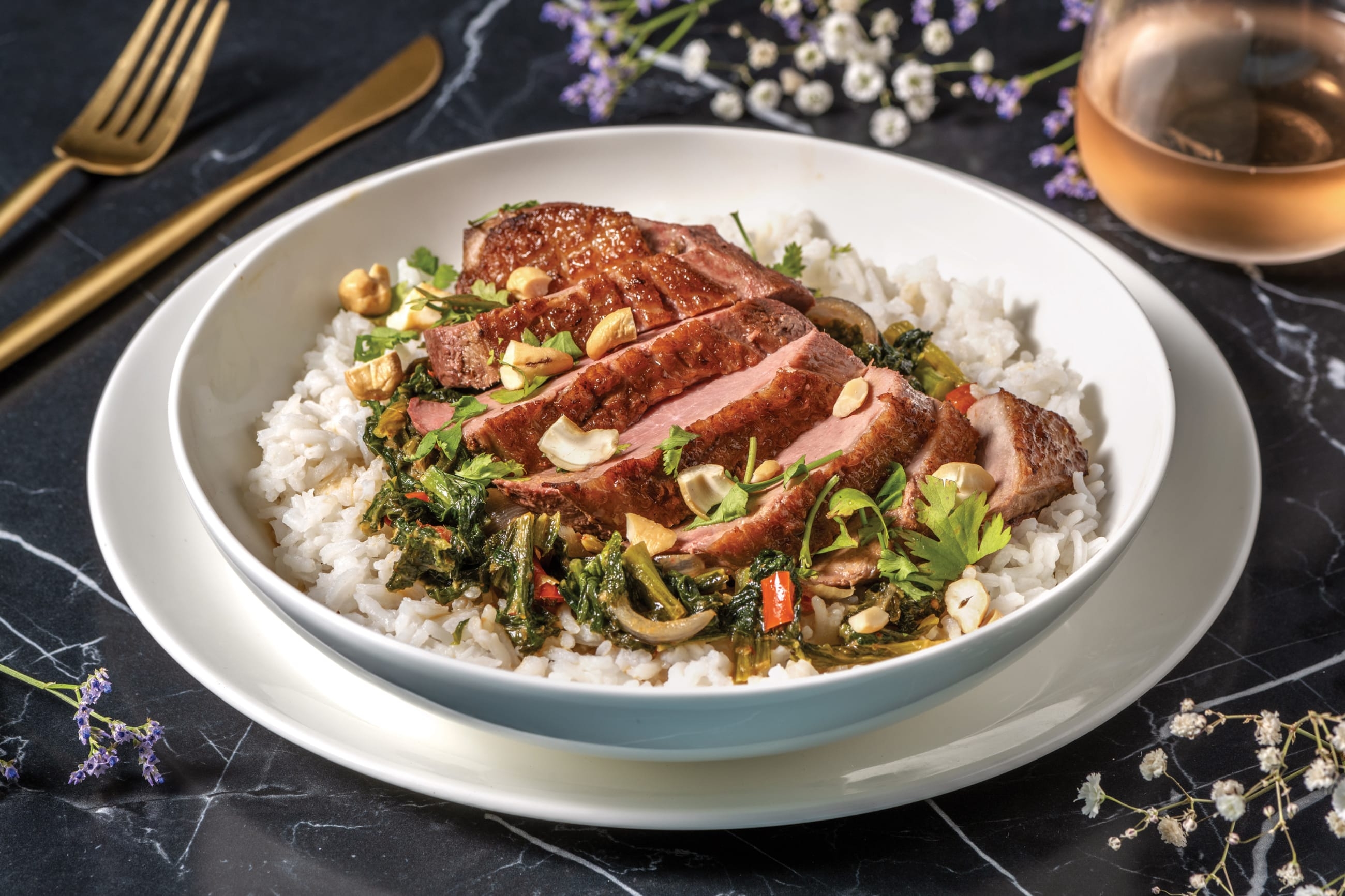 Roast Duck Breast & Thai Red Curry Veggies