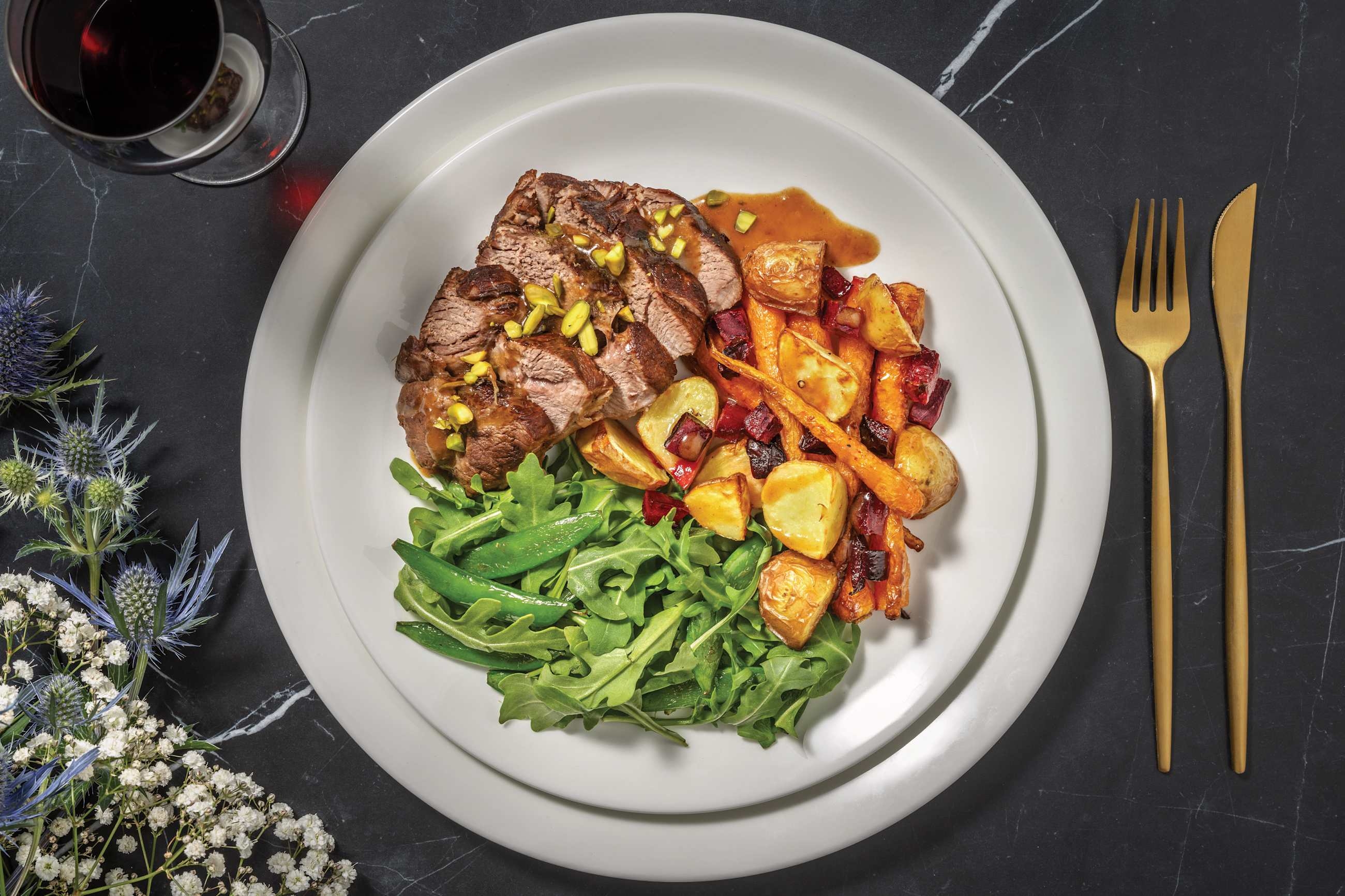 Roast Butterflied Lamb Leg & Garlic Gravy