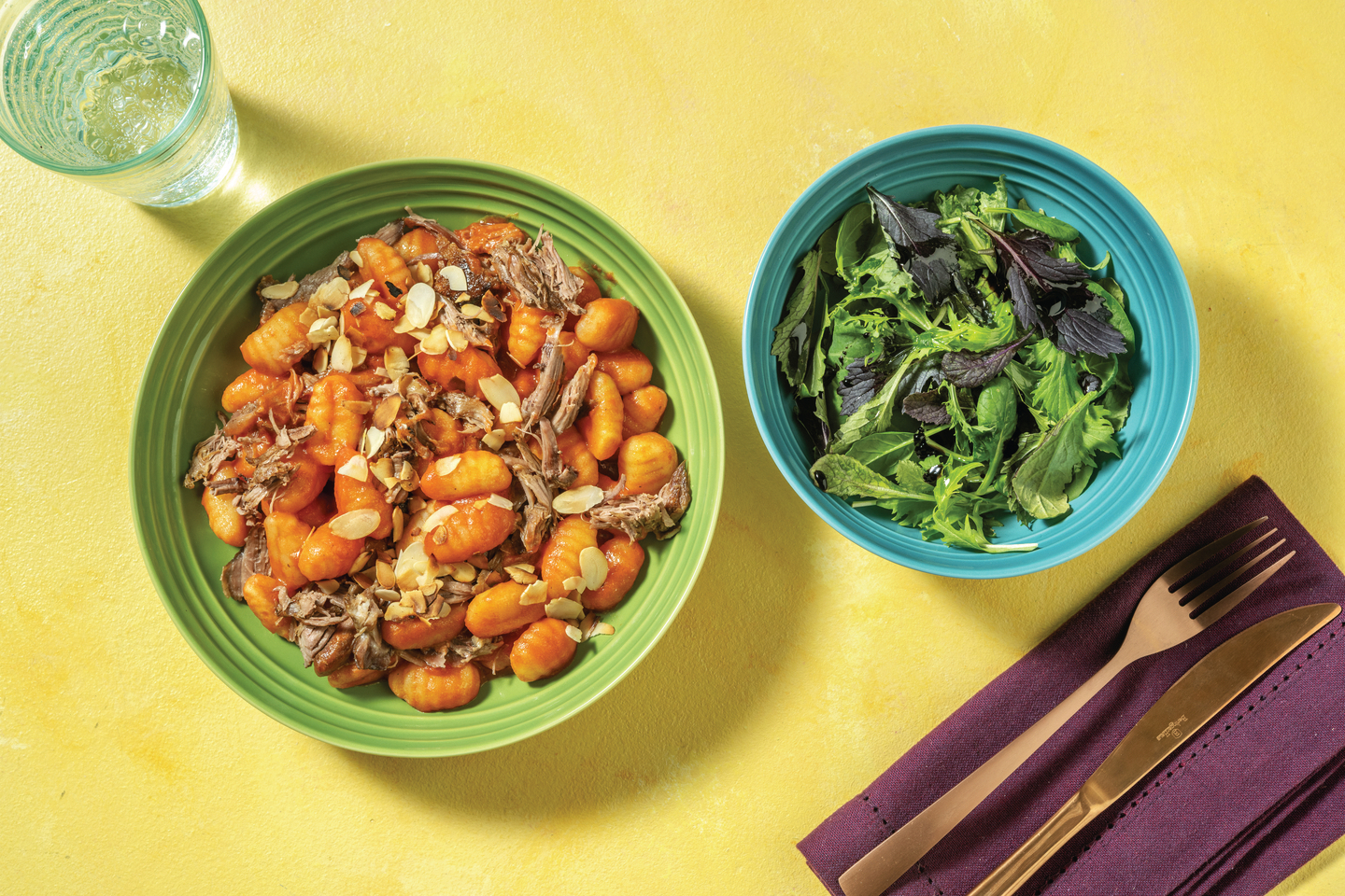 Roast Lamb Shoulder Ragu Gnocchi with Green Salad & Almonds