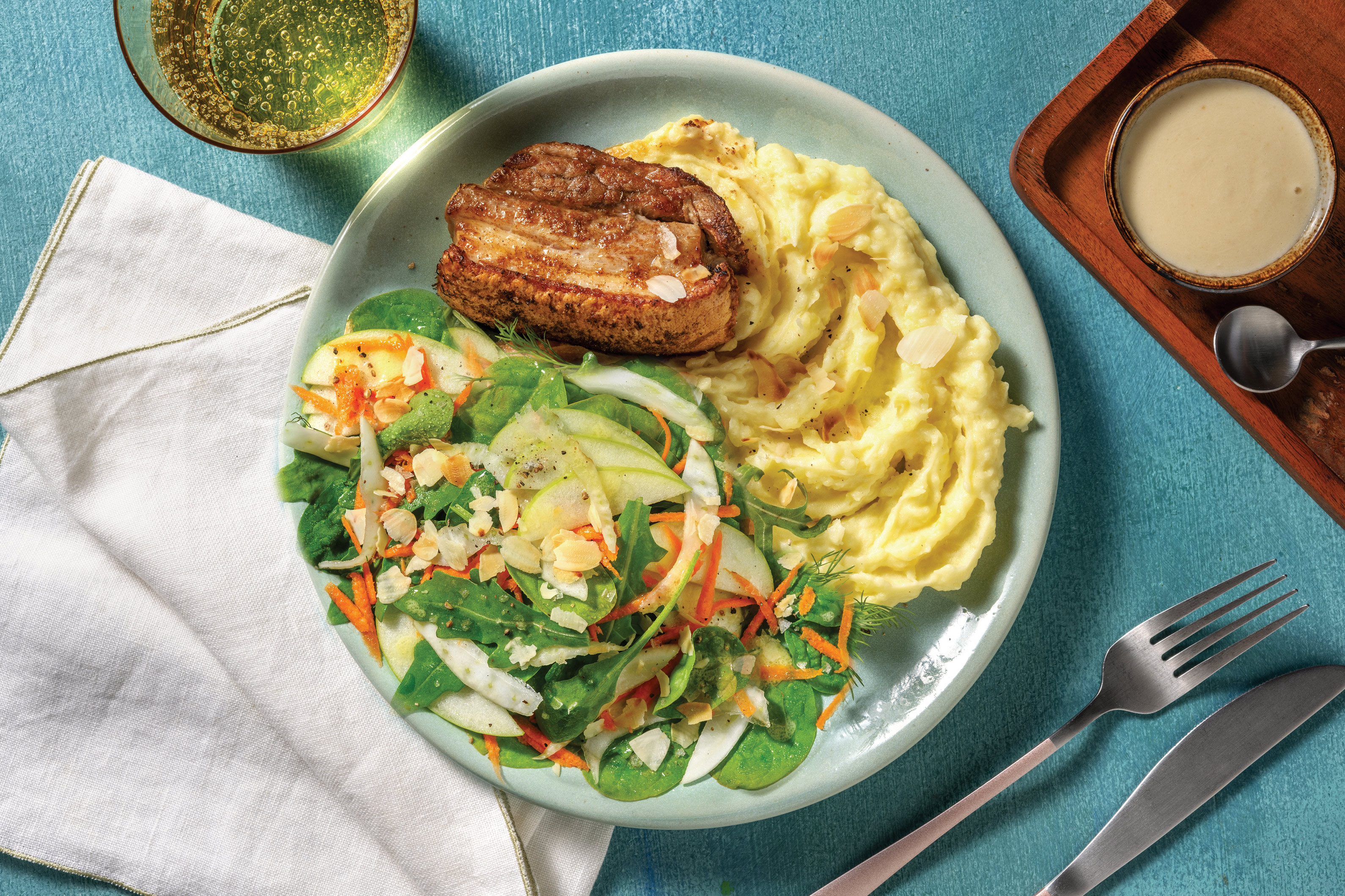 Roast Pork Belly & Apple-Rocket Salad