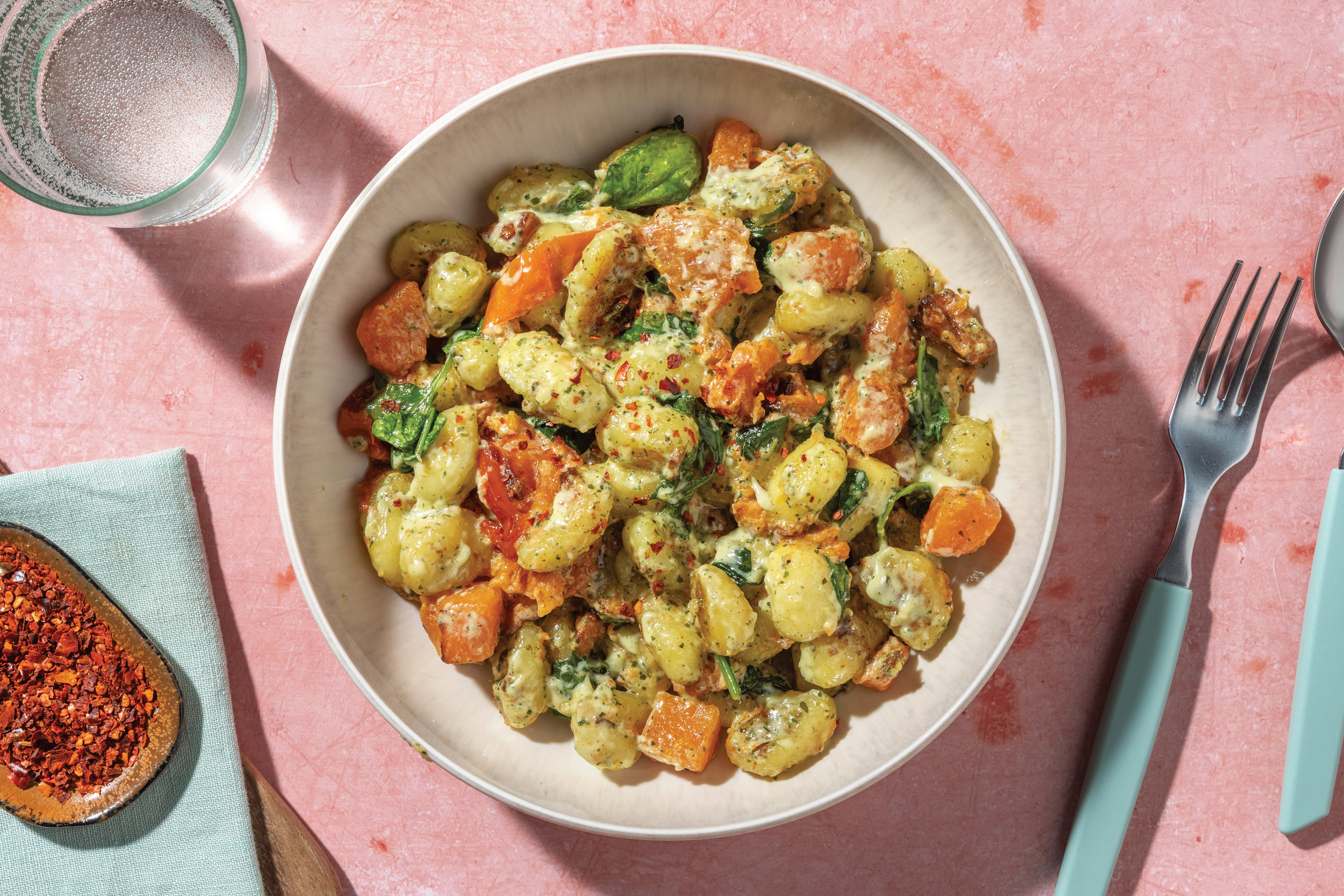 Roast Pumpkin & Creamy Basil Pesto Gnocchi